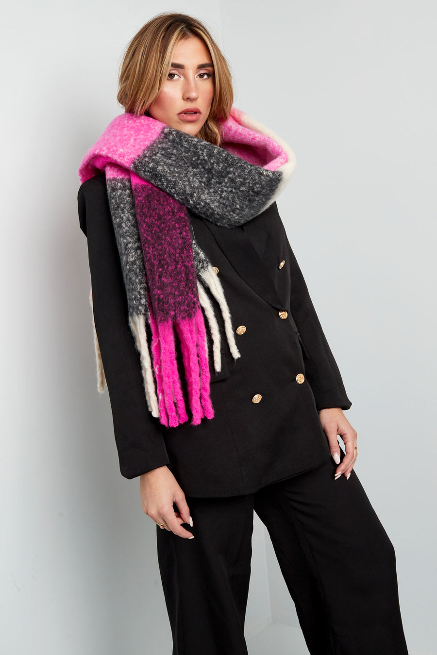Écharpe d'hiver pour femme en polyester – rouge