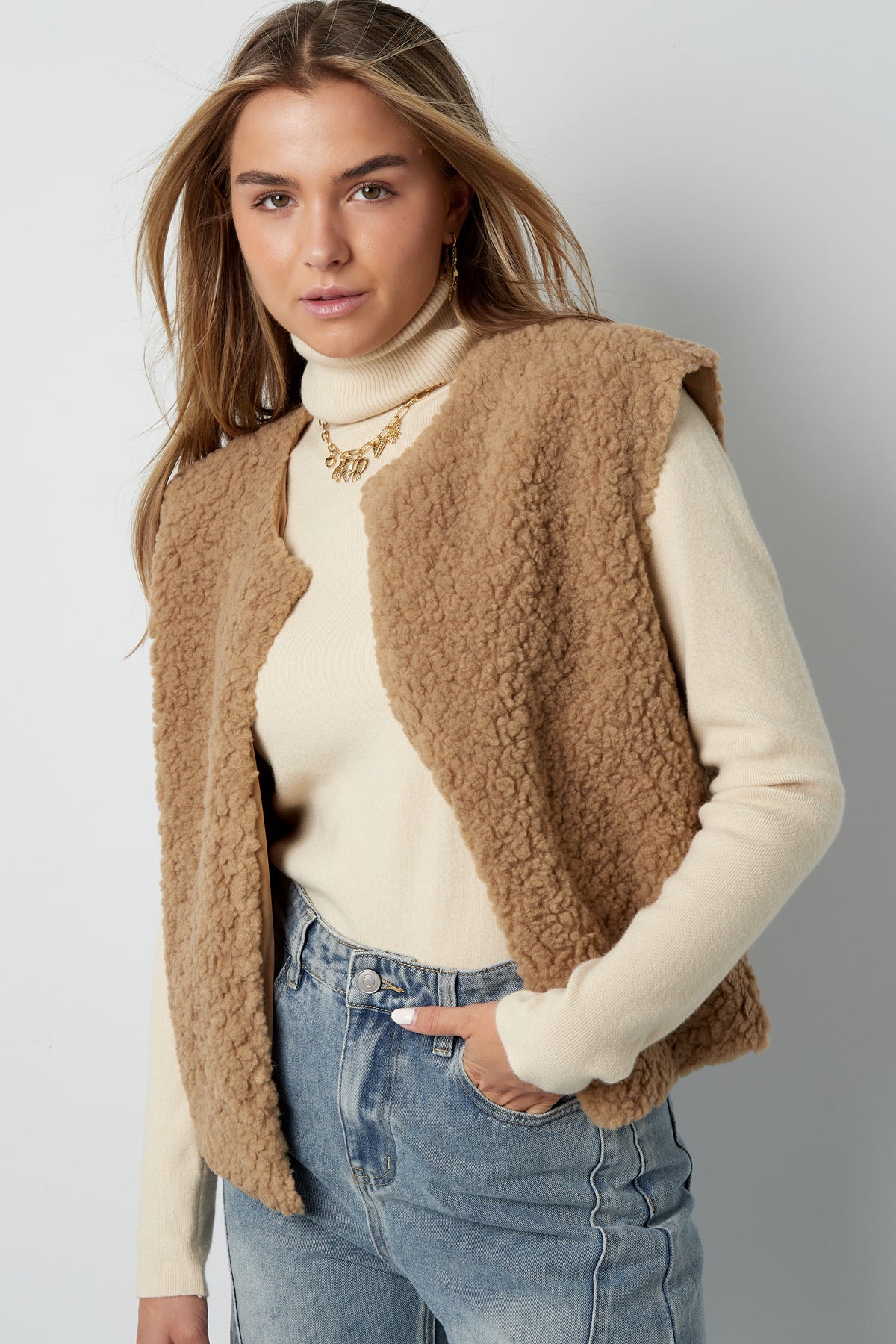 Dames casual mouwloos gilet van polyester – productfoto 3