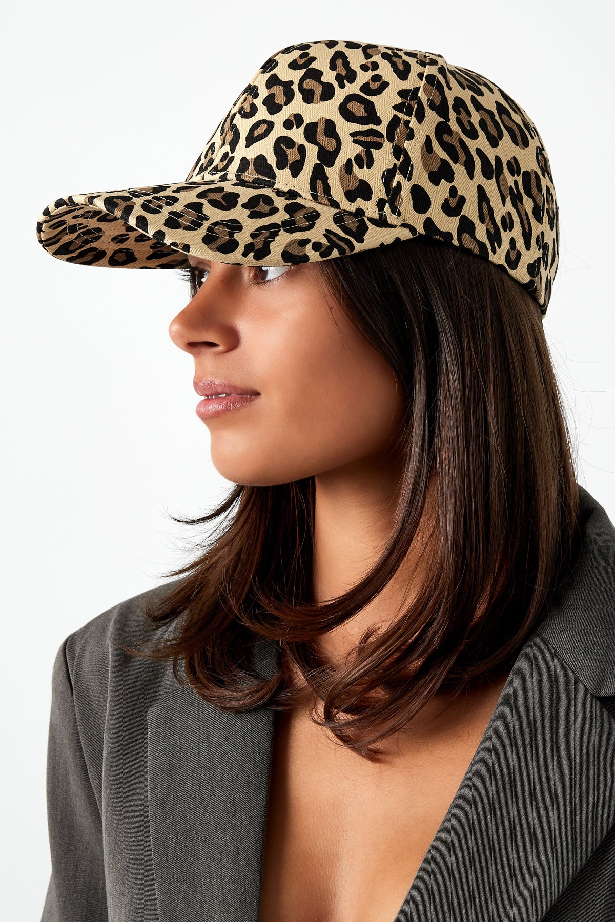 Chapeau pour femme en coton – marron et beige – photo 2