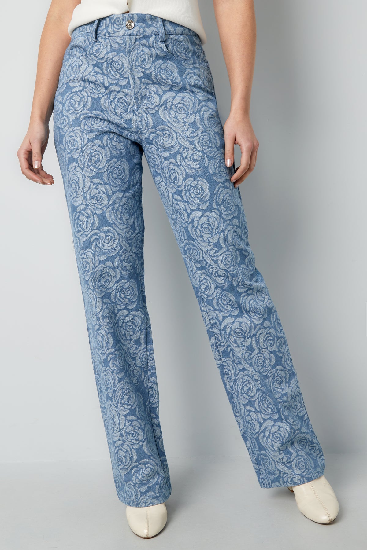 Jean droit imprimé floral pour femme – photo 6