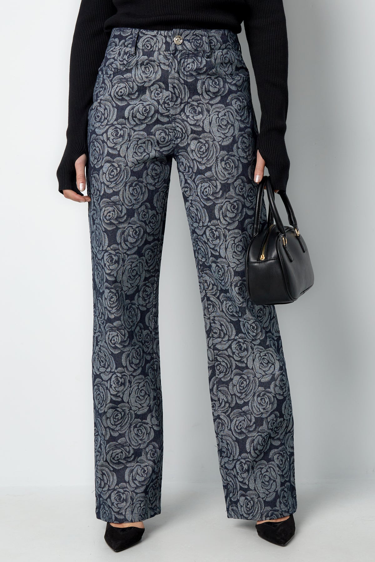 Jean droit imprimé floral pour femme – photo 3