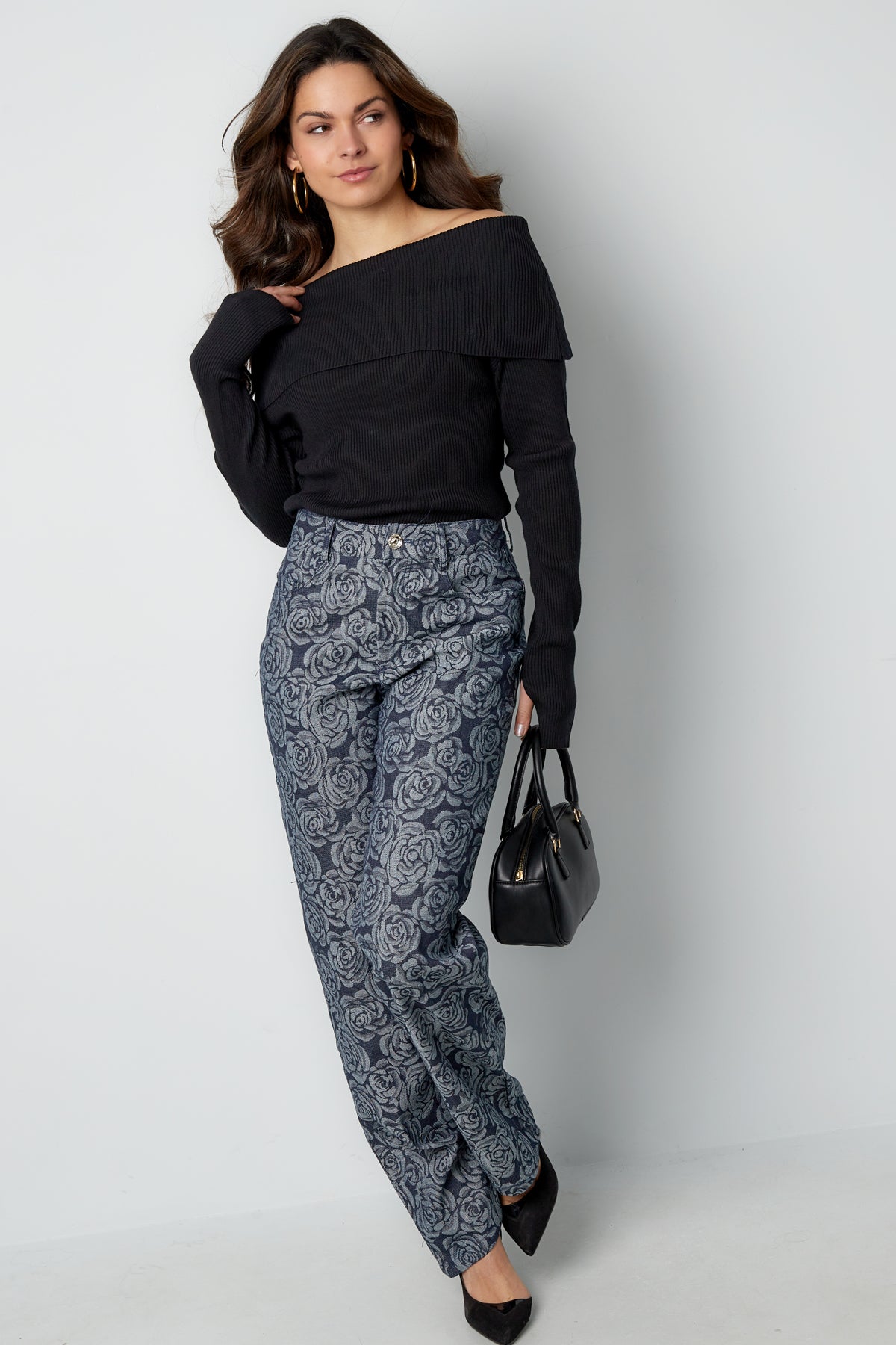 Jean droit imprimé floral pour femme – photo 2