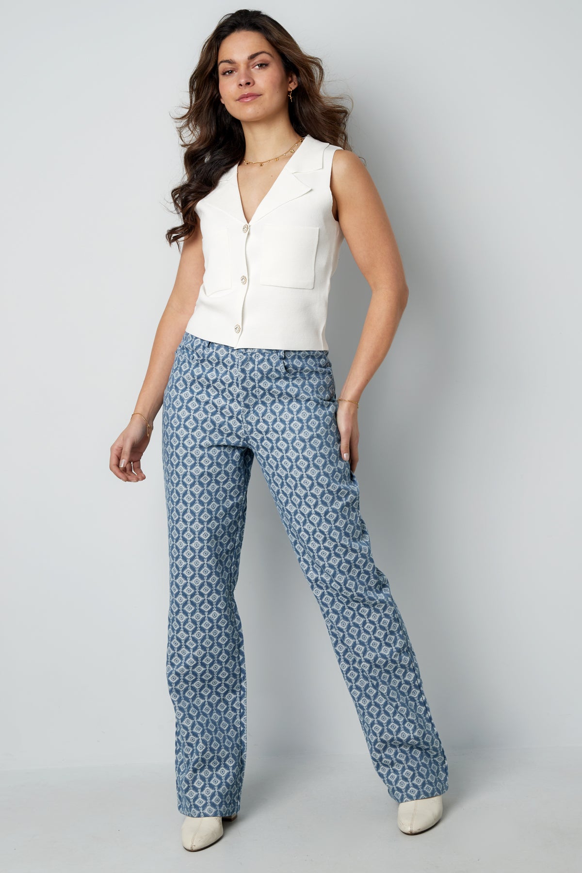 Jean droit pour femme à motif géométrique – photo 4