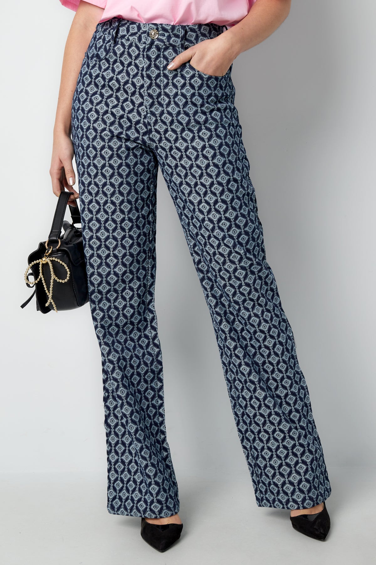 Jean droit pour femme à motif géométrique – photo 2