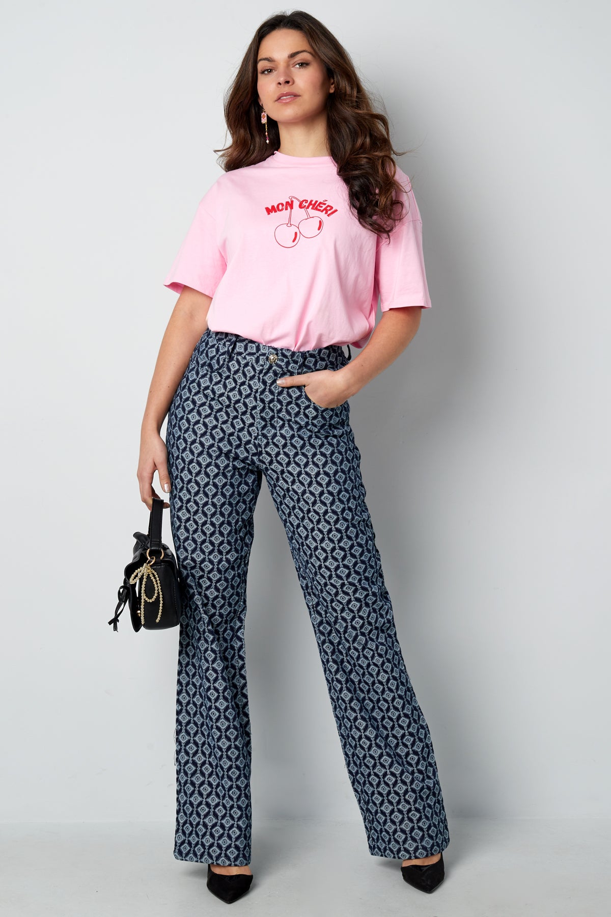 Jean droit pour femme à motif géométrique – photo 3