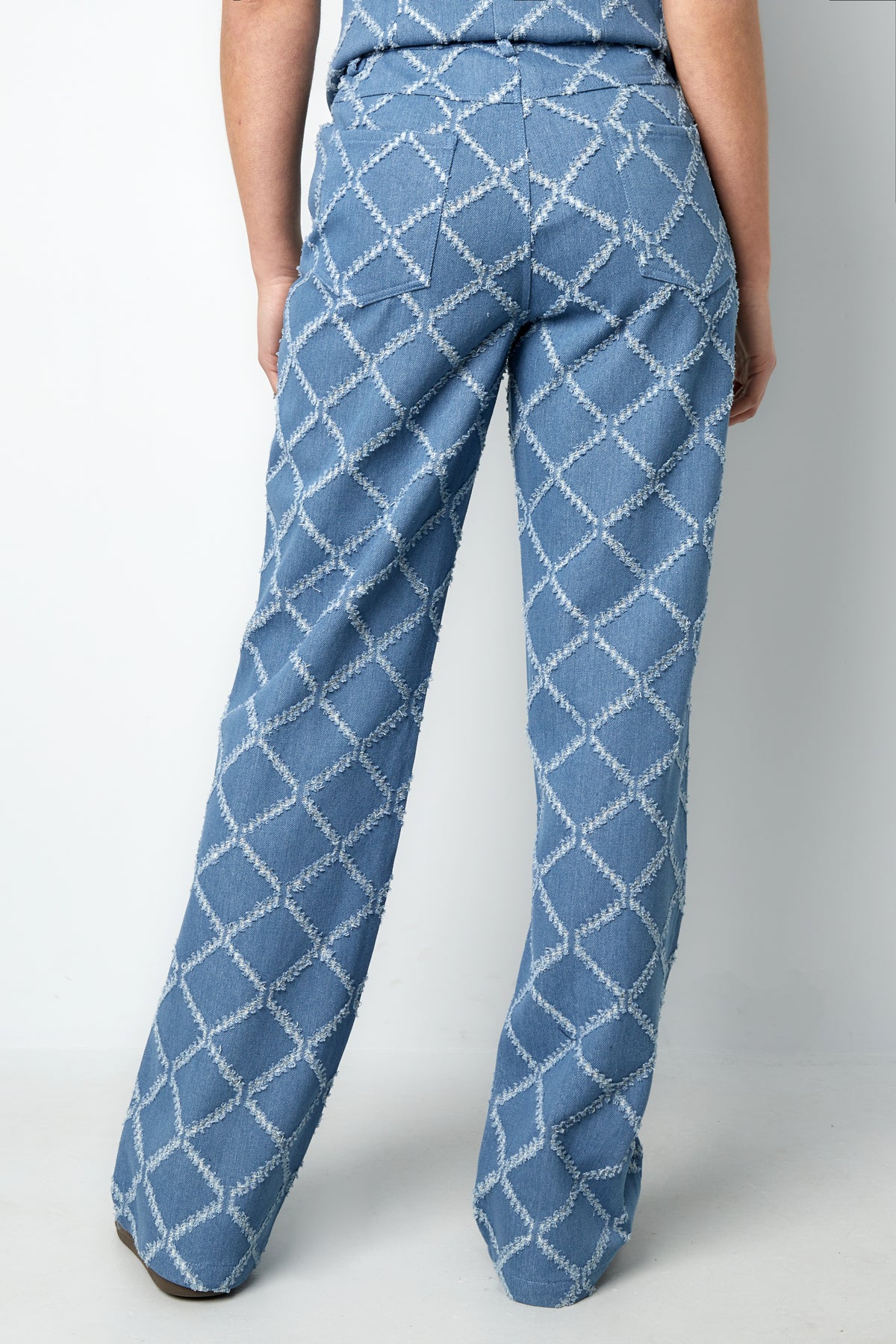 Jean pour femme à motif carreaux et coupe droite – photo 7