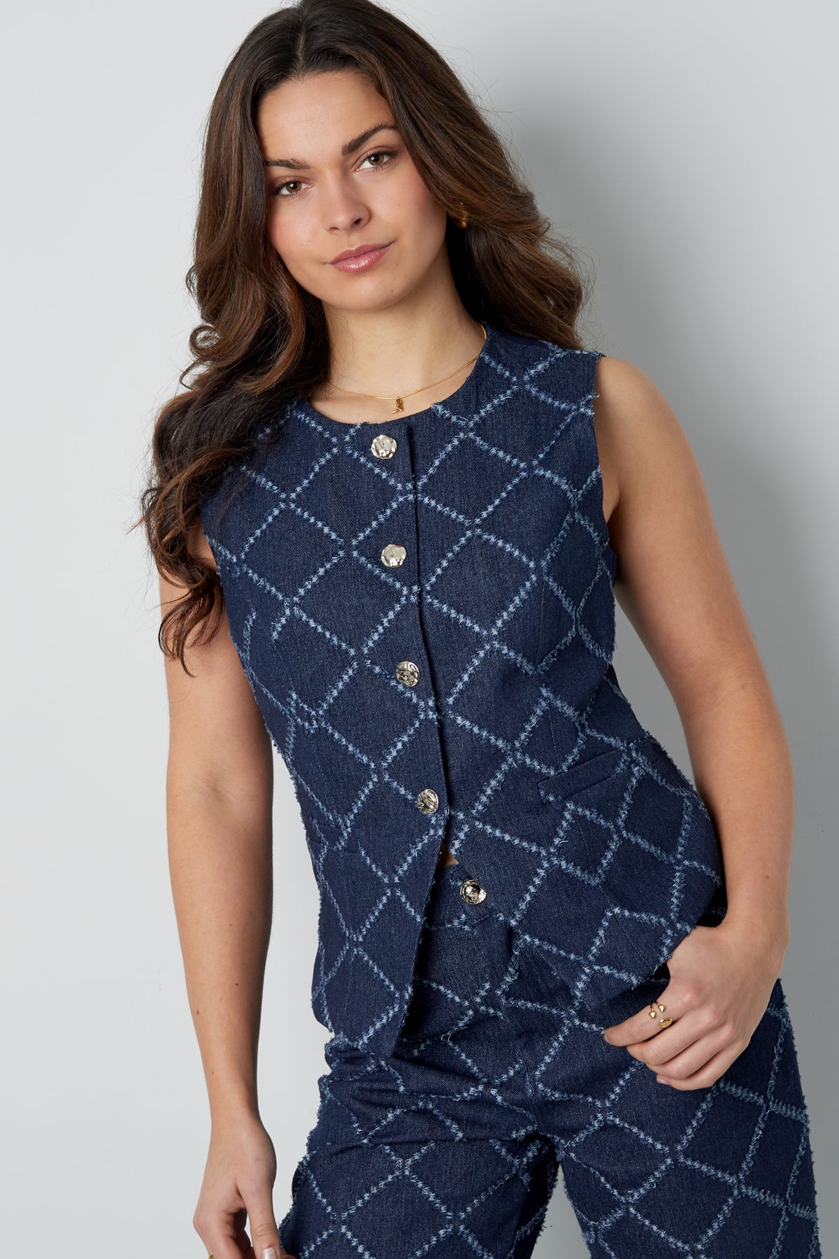 Top sans manches pour femme à motif géométrique et fermeture boutonnée – photo 7