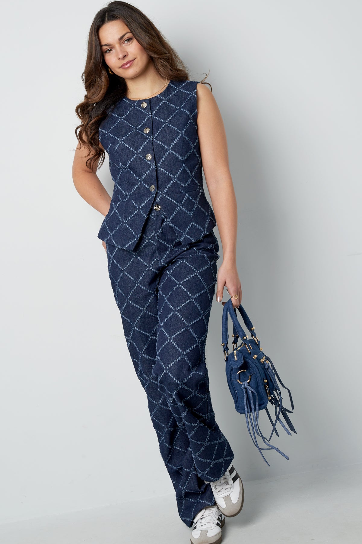 Top sans manches pour femme à motif géométrique et fermeture boutonnée – photo 2