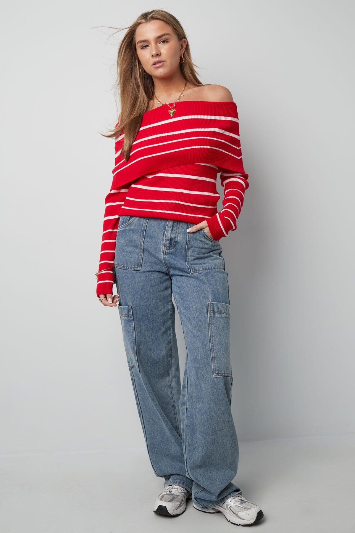 Katoen Geweven Vrouwen Rechte Jeans Casual Effen Kleur Medium Indigo