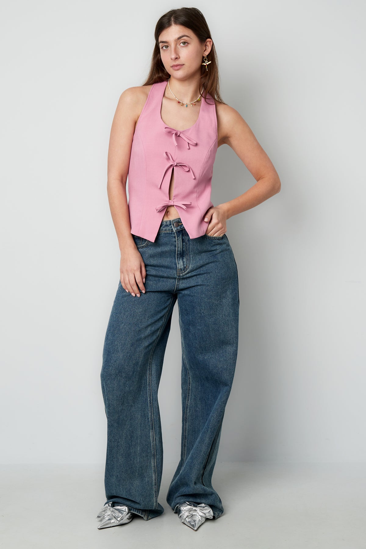 Dames casual mouwloze top met strikdetail – productfoto 6