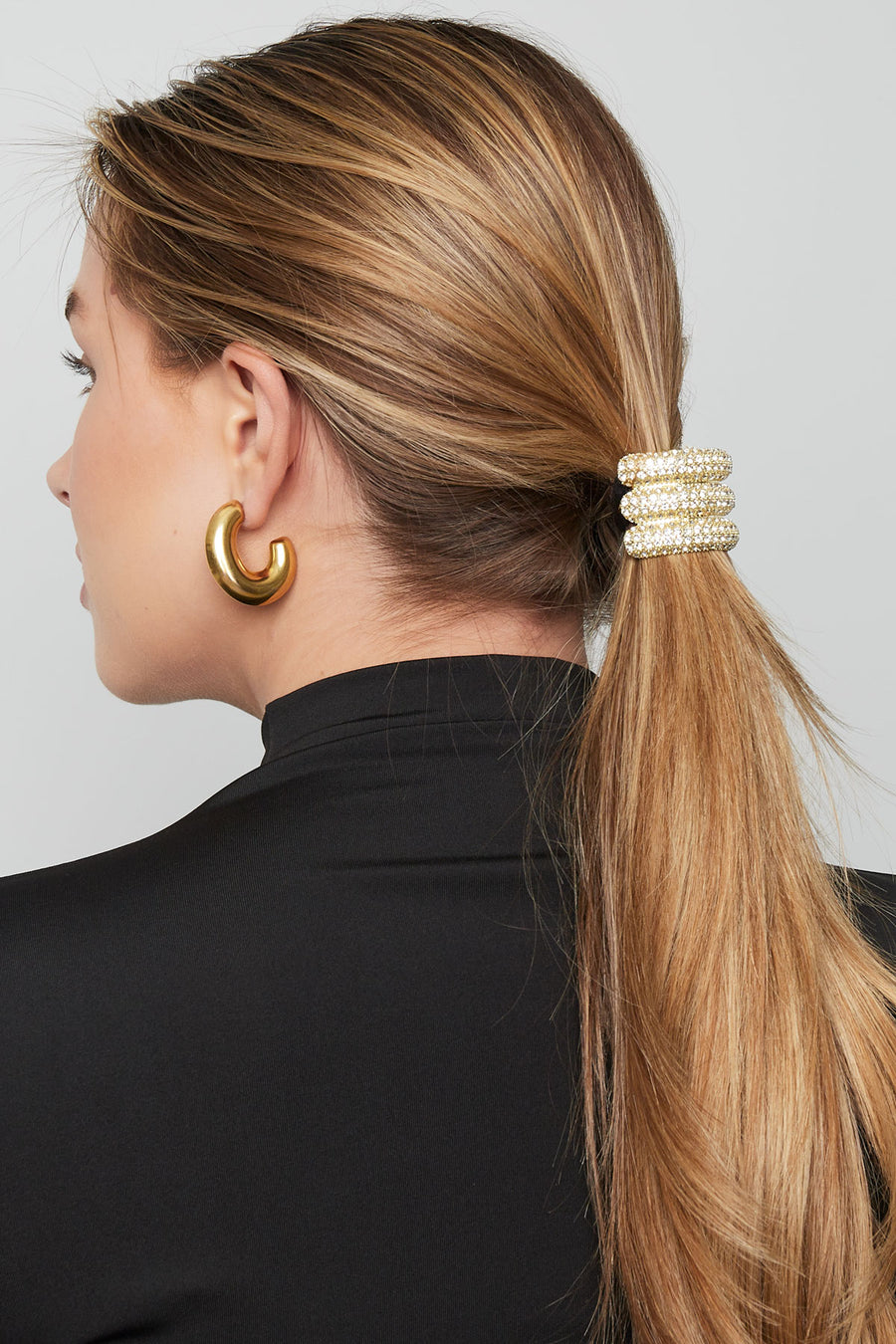 Élastique à cheveux en alliage métallique – couleur or