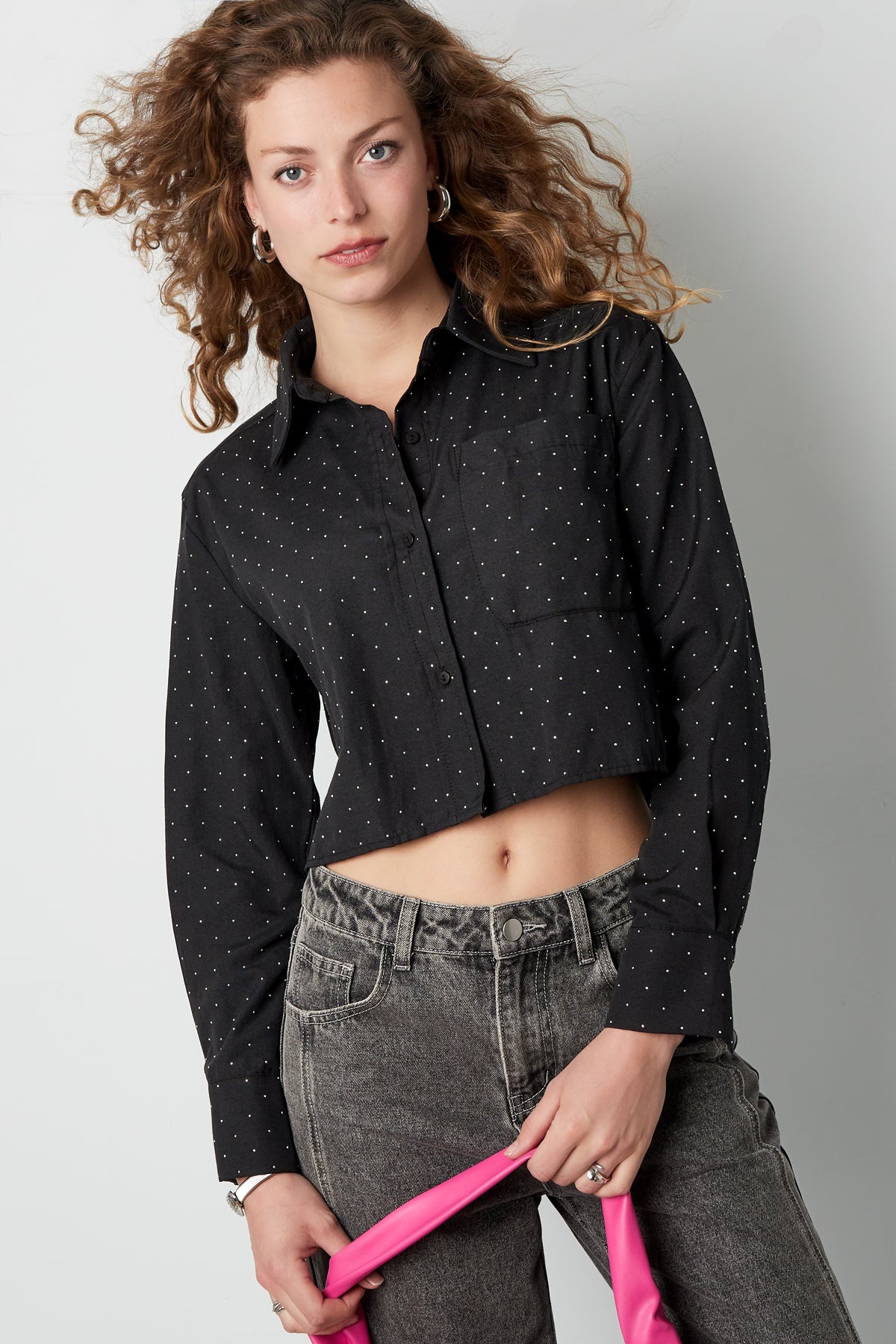 Chemisier femme boutonné, coupe courte – photo 5