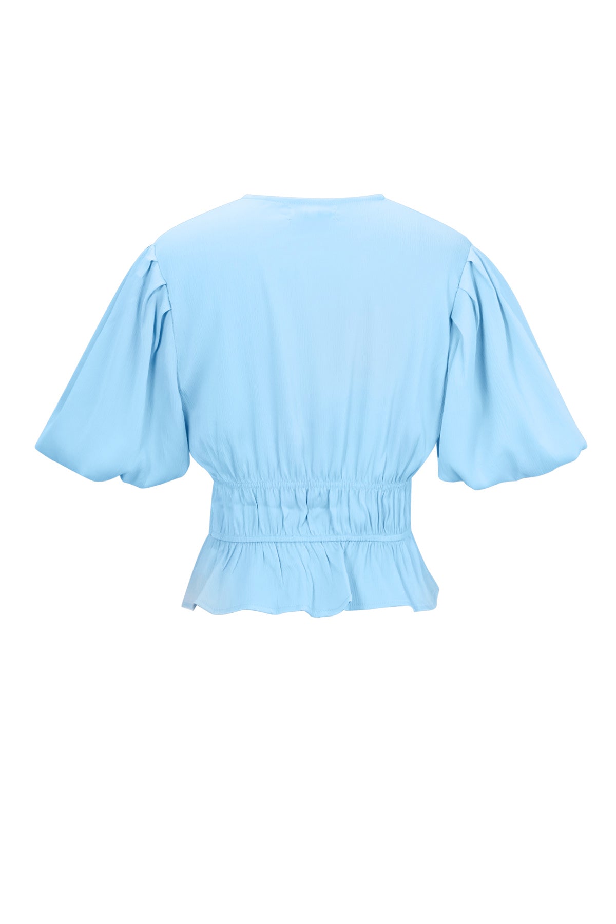 Top à manches courtes, détail de lien à nouer et manches bouffantes – photo 3
