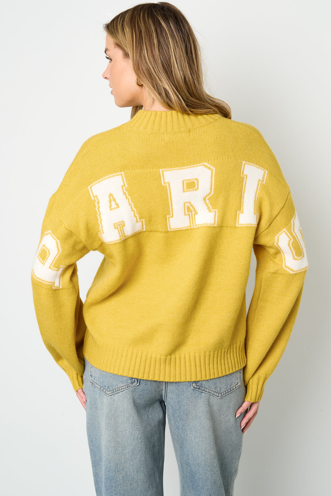 Women's knitted jumper with text print – image 9