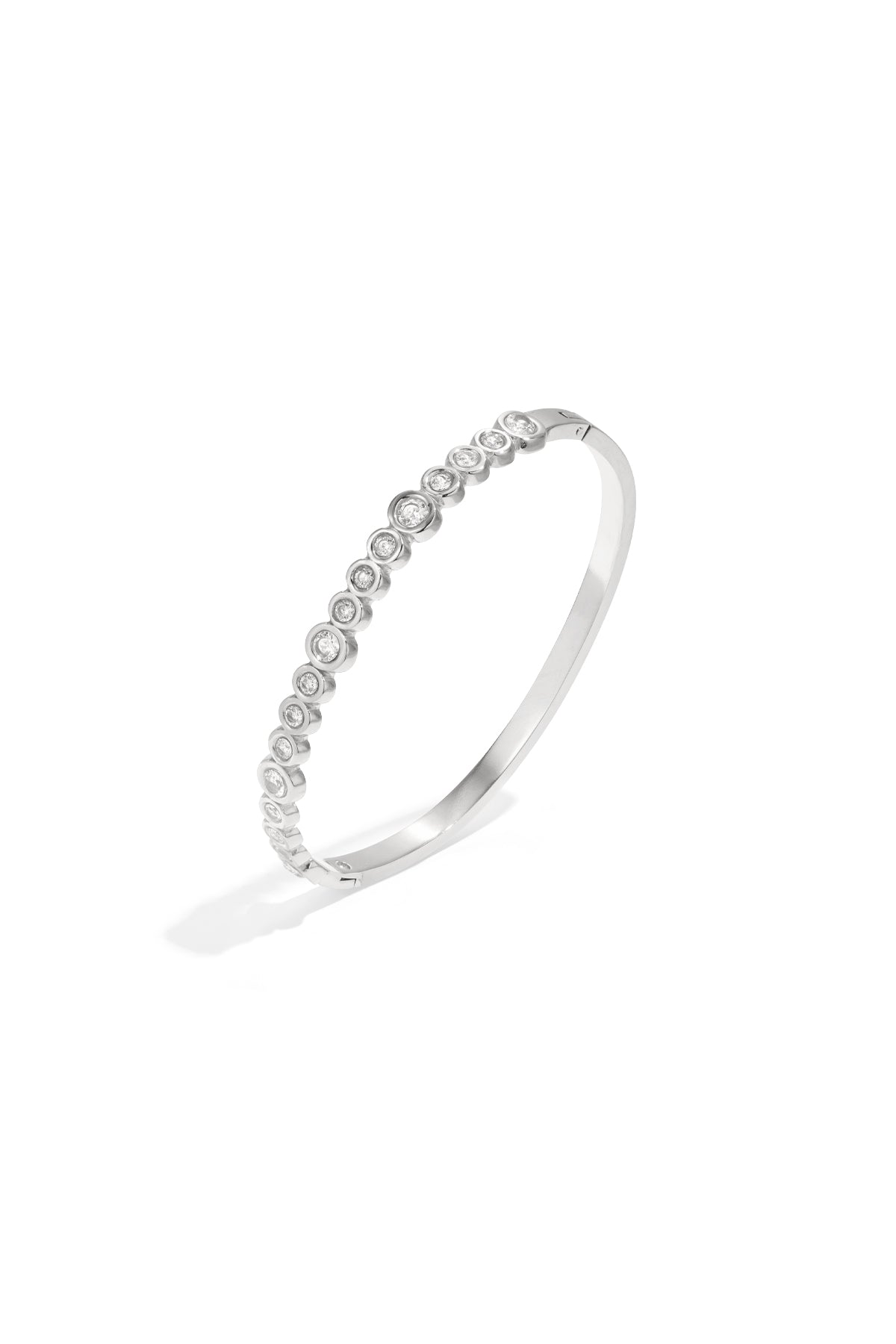Bracelet jonc pour femmes en acier inoxydable avec points – couleur or et couleur argent
