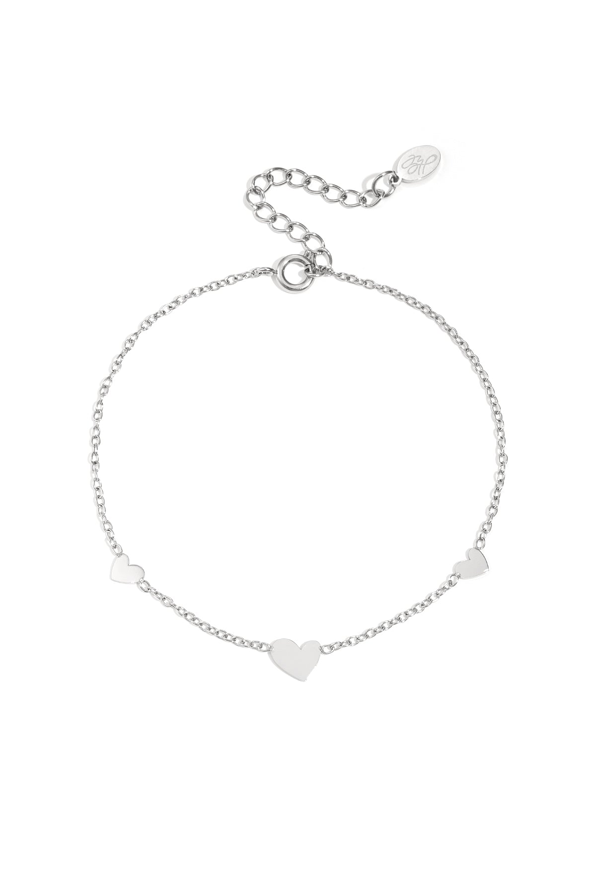 Klassieke armband met hartjes - roestvrij staal