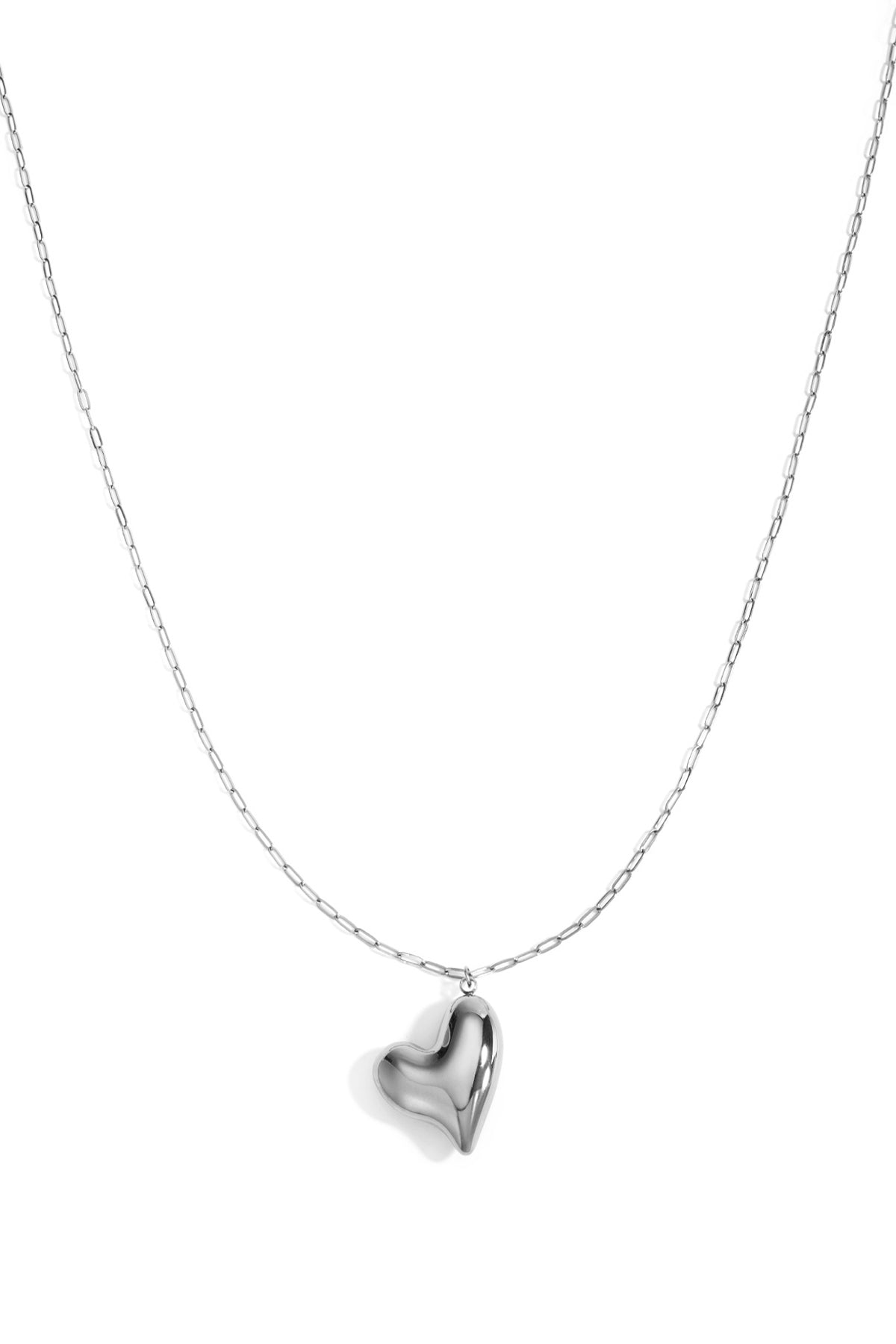 Long collier pour femmes en acier inoxydable avec pendentif cœur – doré et argenté