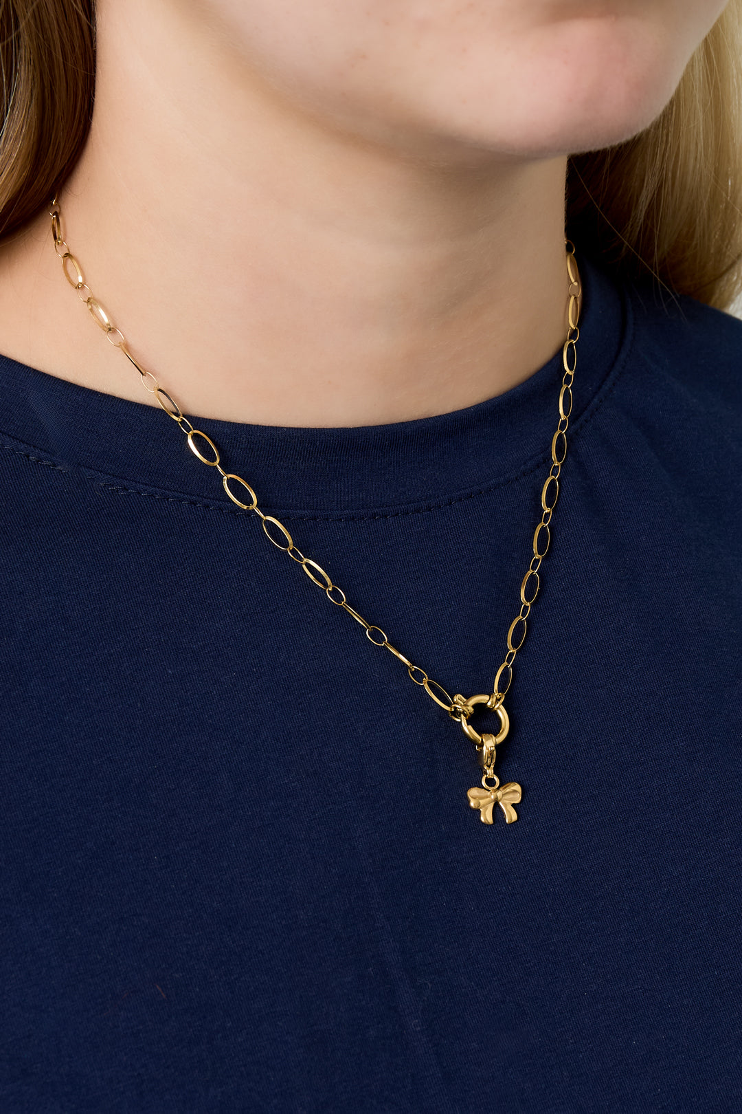 Women's Stainless Steel Chain Necklace with Link Detail - Gold Tone – image 3