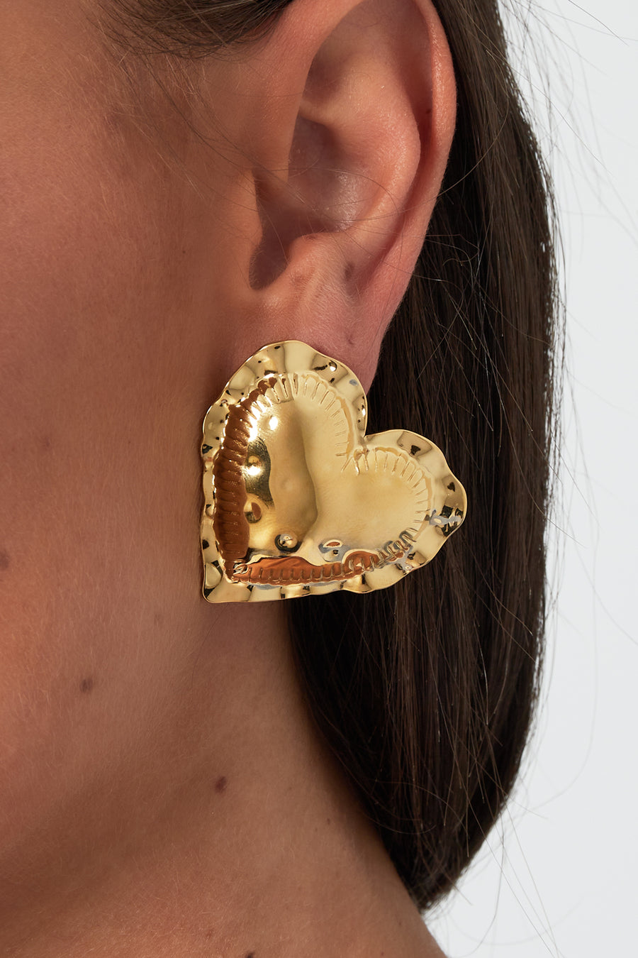 Puces d'oreilles cœur pour femme en acier inoxydable – coloris or et argent