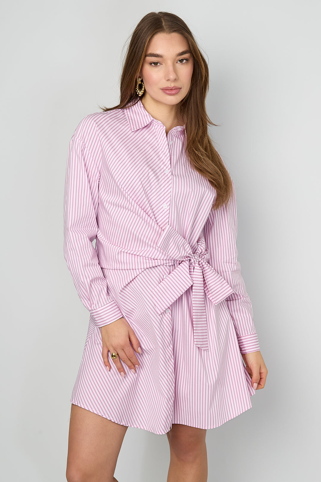 Dames gestreepte blousejurk van polyester – productfoto 5