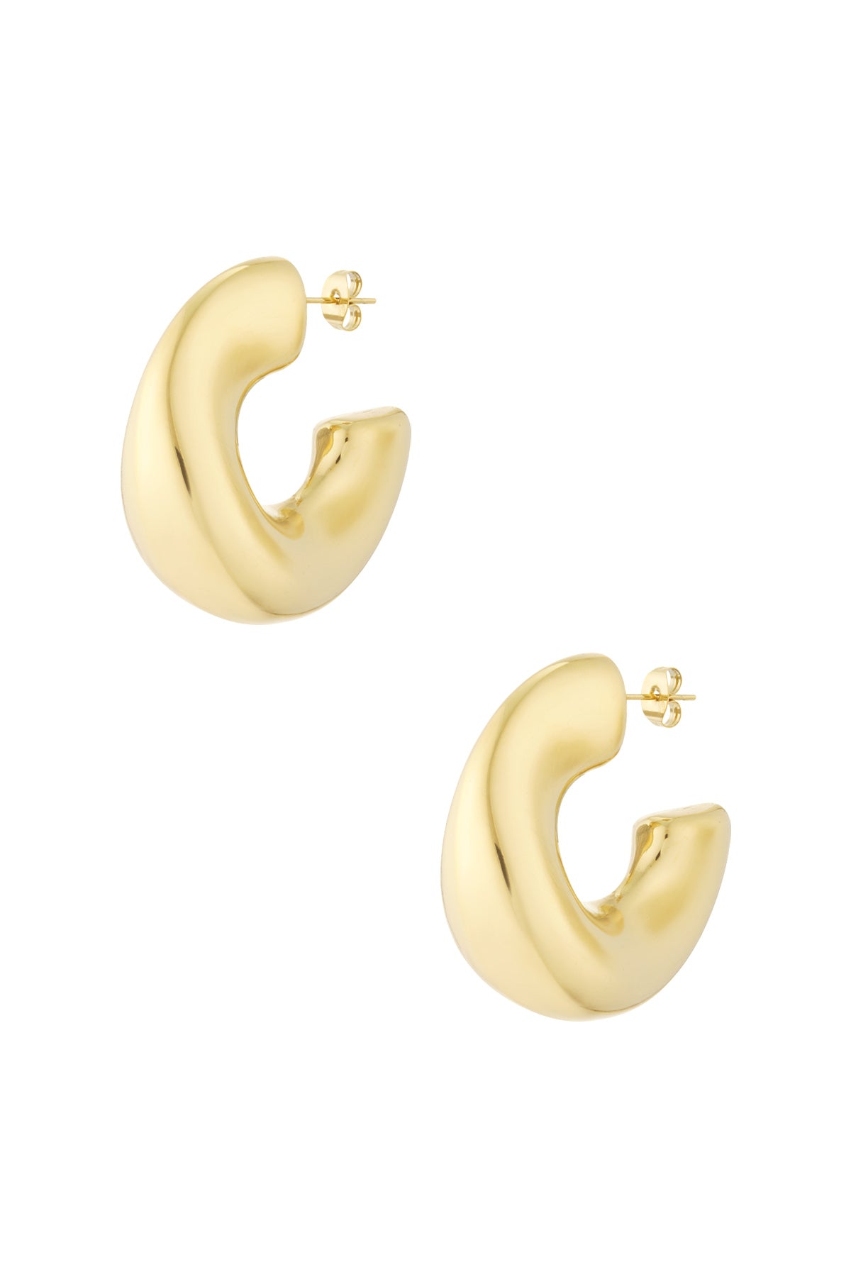 Boucles d'oreilles pour femme en acier inoxydable de forme organique – couleur or
