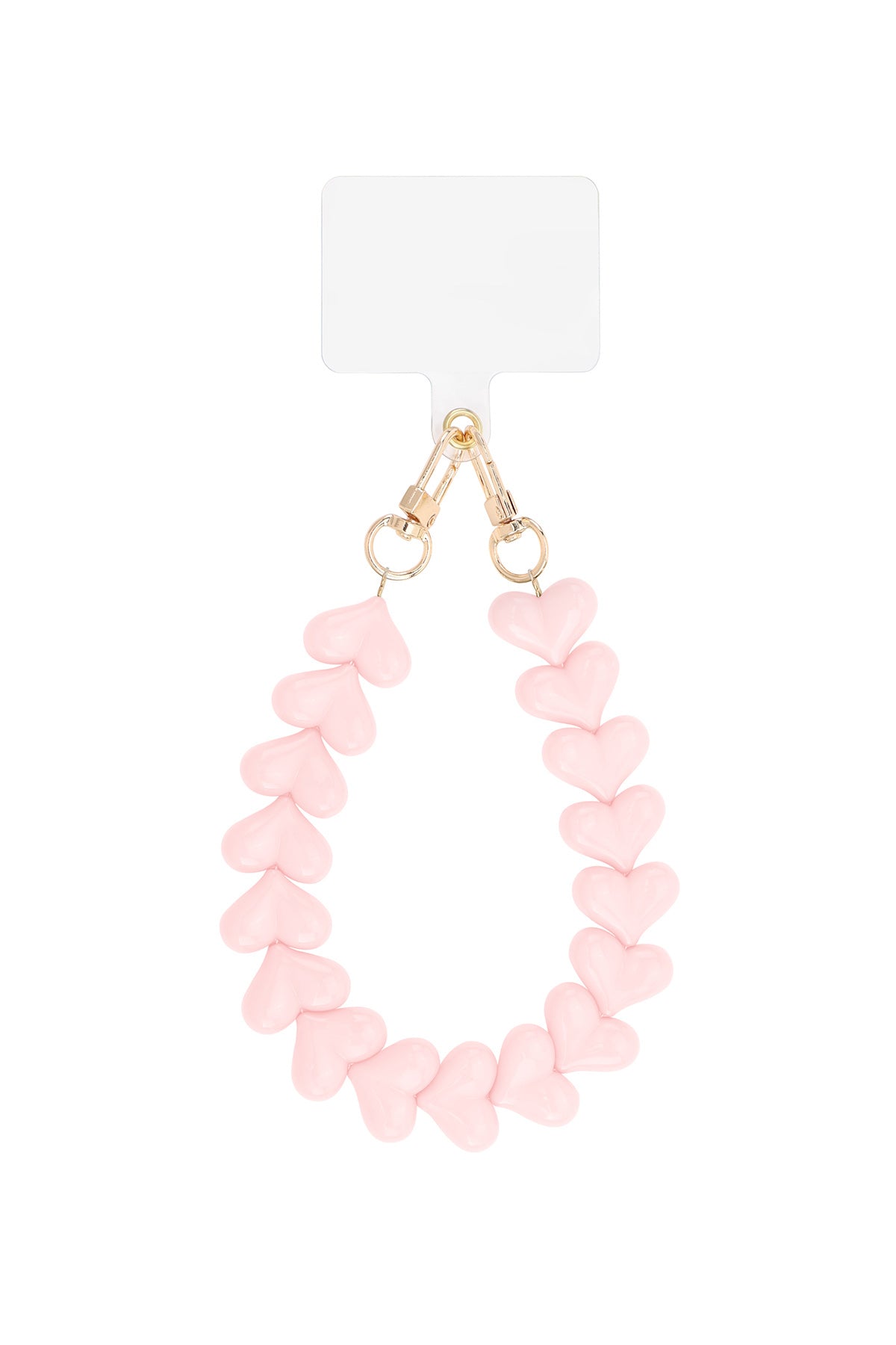 Cordon de téléphone en acrylique avec forme de cœur et perles – plusieurs couleurs