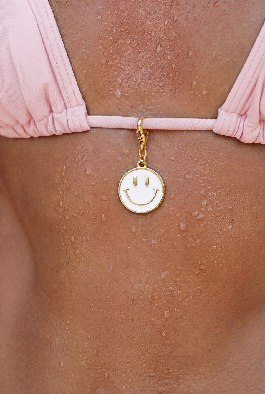 Composant de bijoux en acier inoxydable 304 avec motif smiley – blanc