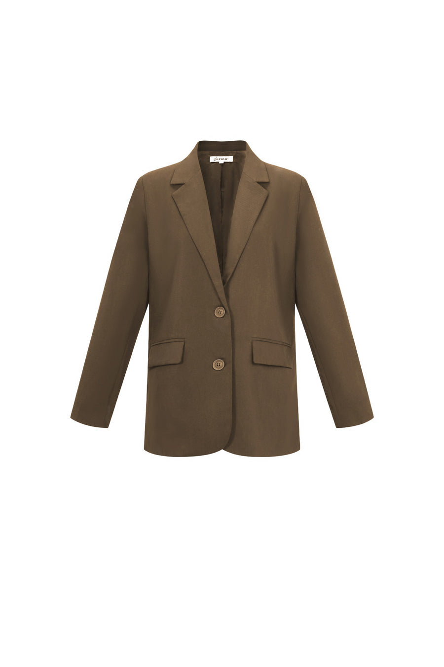 Dames lange grijze blazer met letterdetail