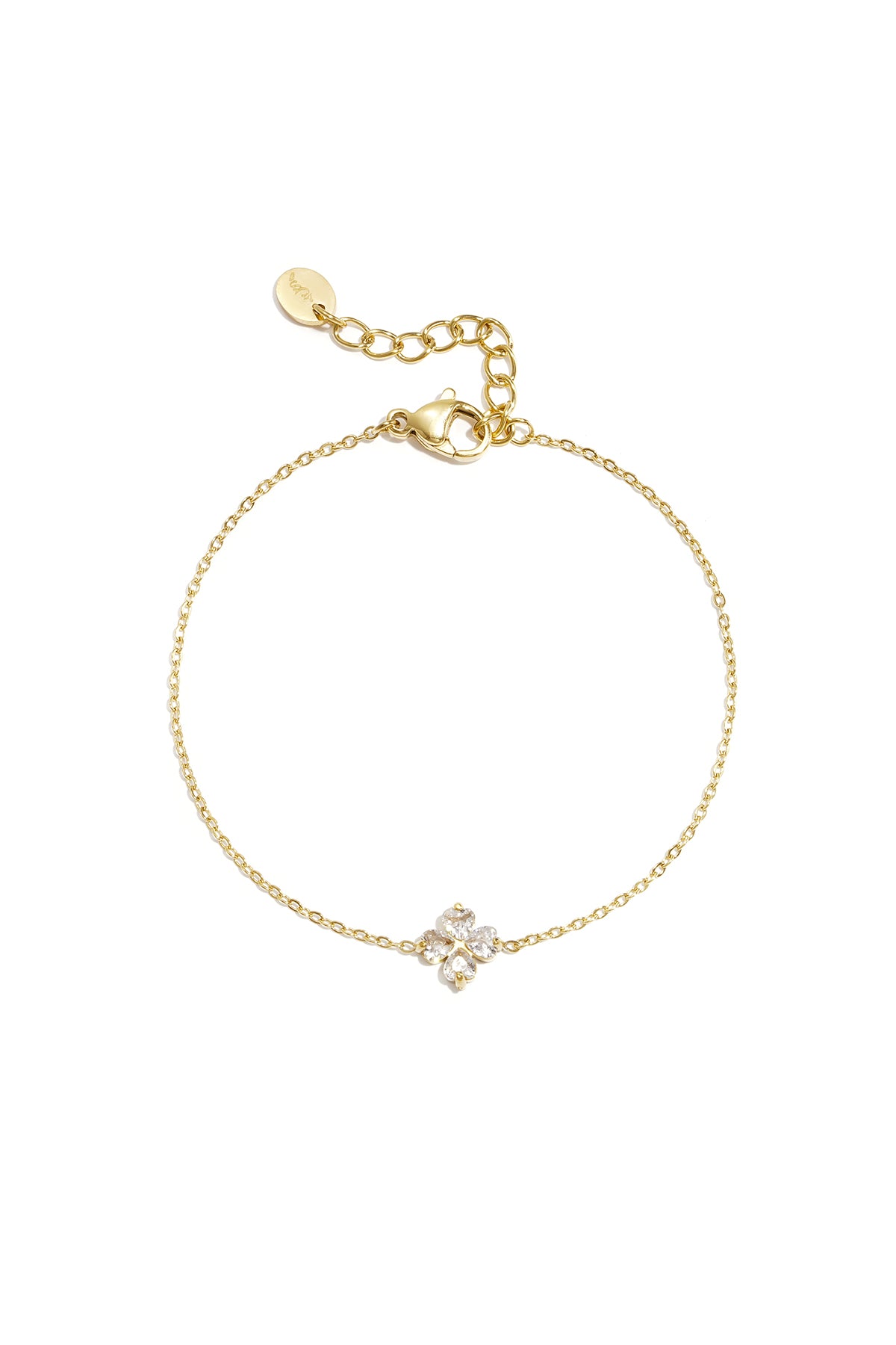 Bracelet à breloques pour femme en acier inoxydable avec motif trèfle - couleur or