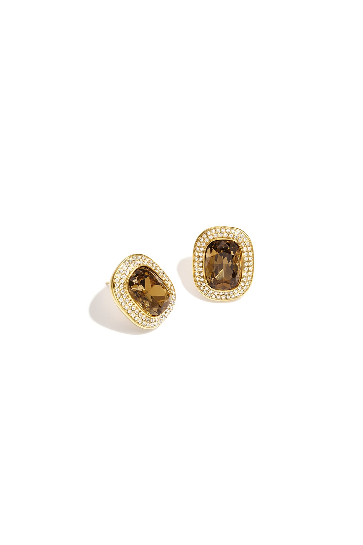 Puces d'oreilles géométriques en acier inoxydable pour femmes – marron foncé et blanc