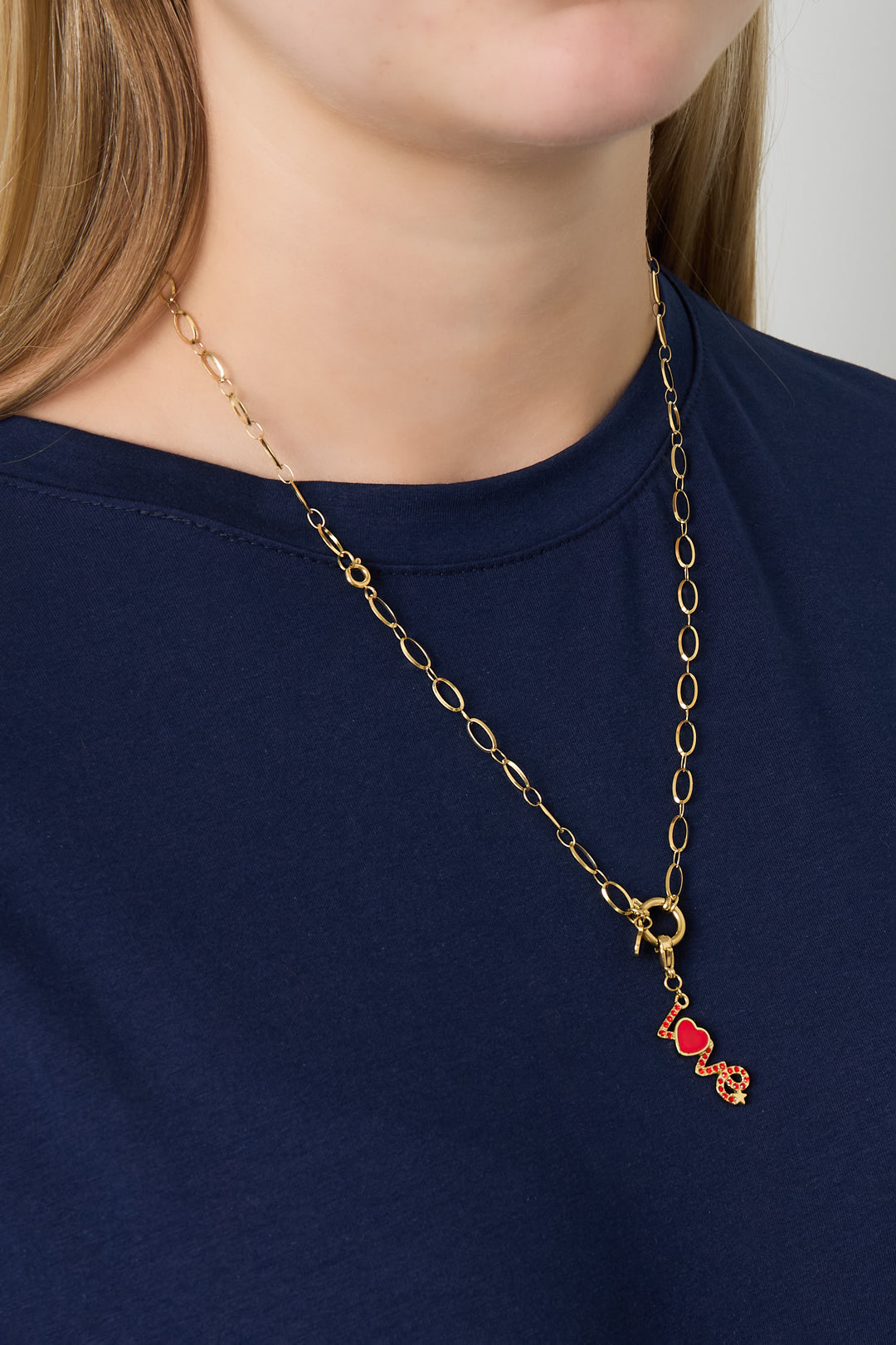 Women's Stainless Steel Chain Necklace with Link Detail - Gold Tone – image 2
