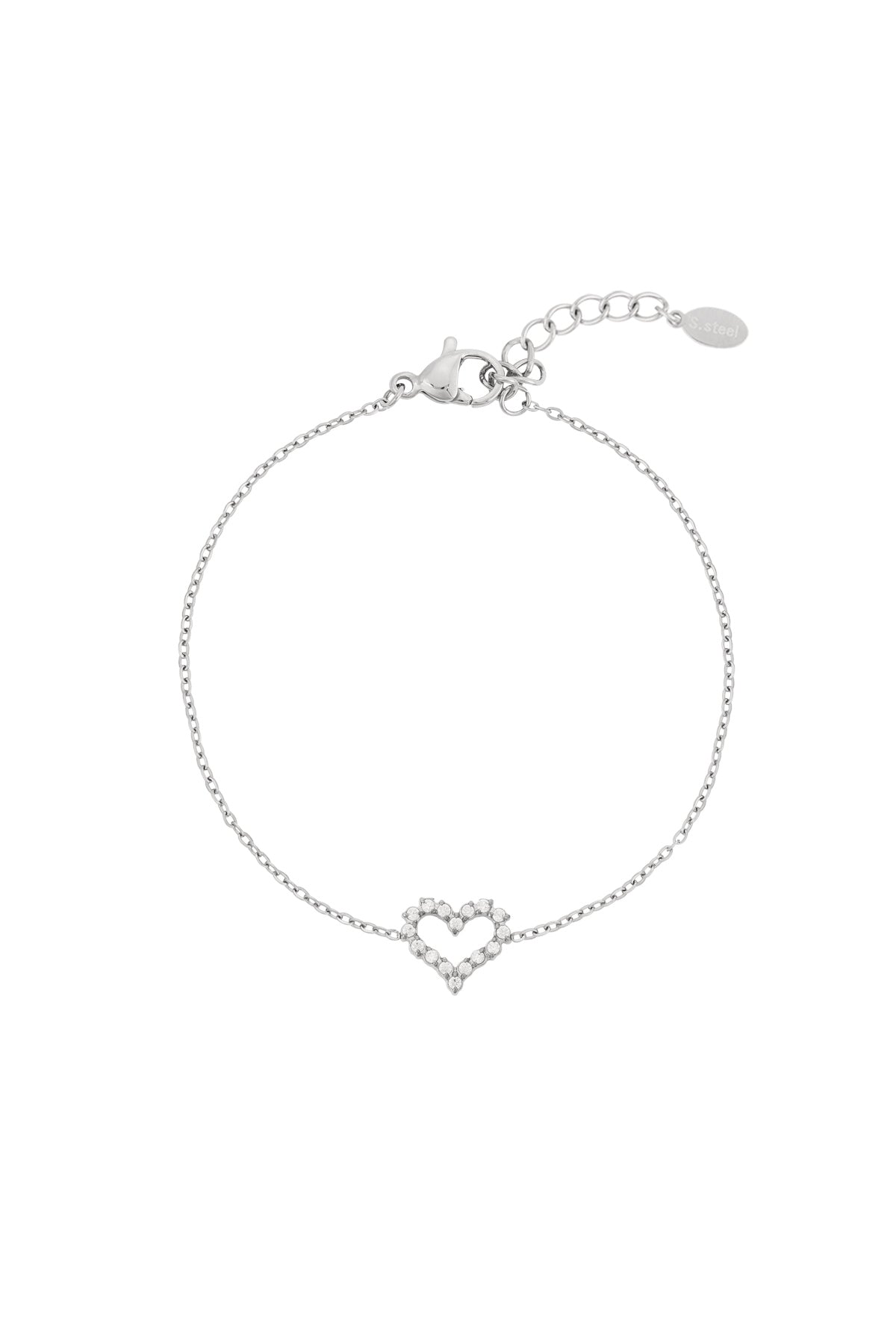 Bracelet à breloques en acier inoxydable 304 avec cœur pour femme – couleur or