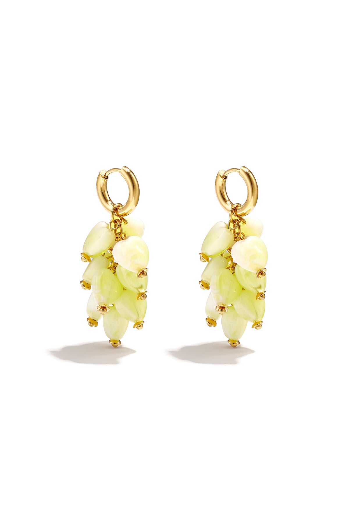 Women's Beaded Drop Earrings, Stainless Steel, Acrylic Heart – Multiple Colours