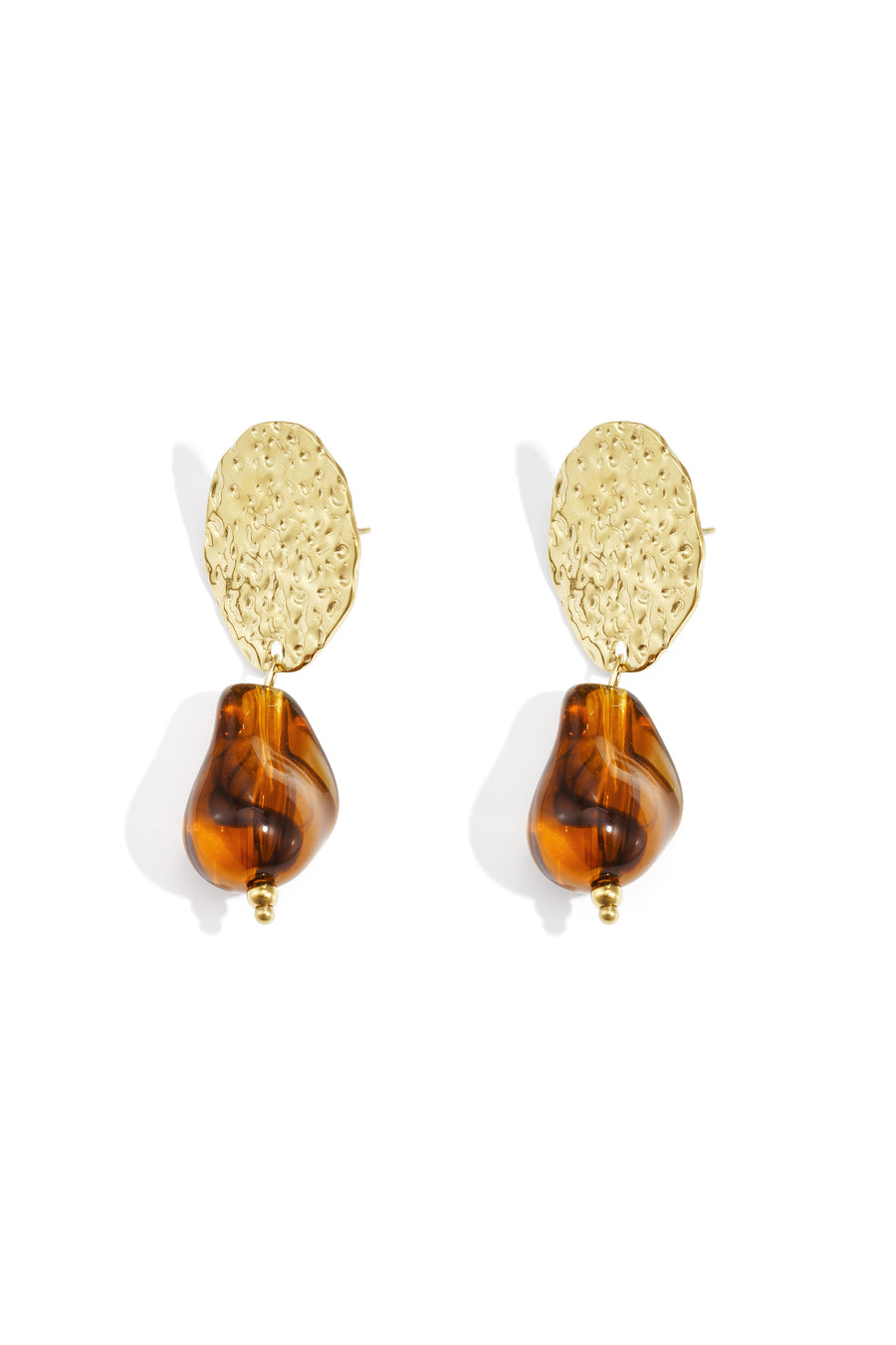 Boucles d'oreilles pendantes organiques en acier inoxydable marron foncé pour femmes