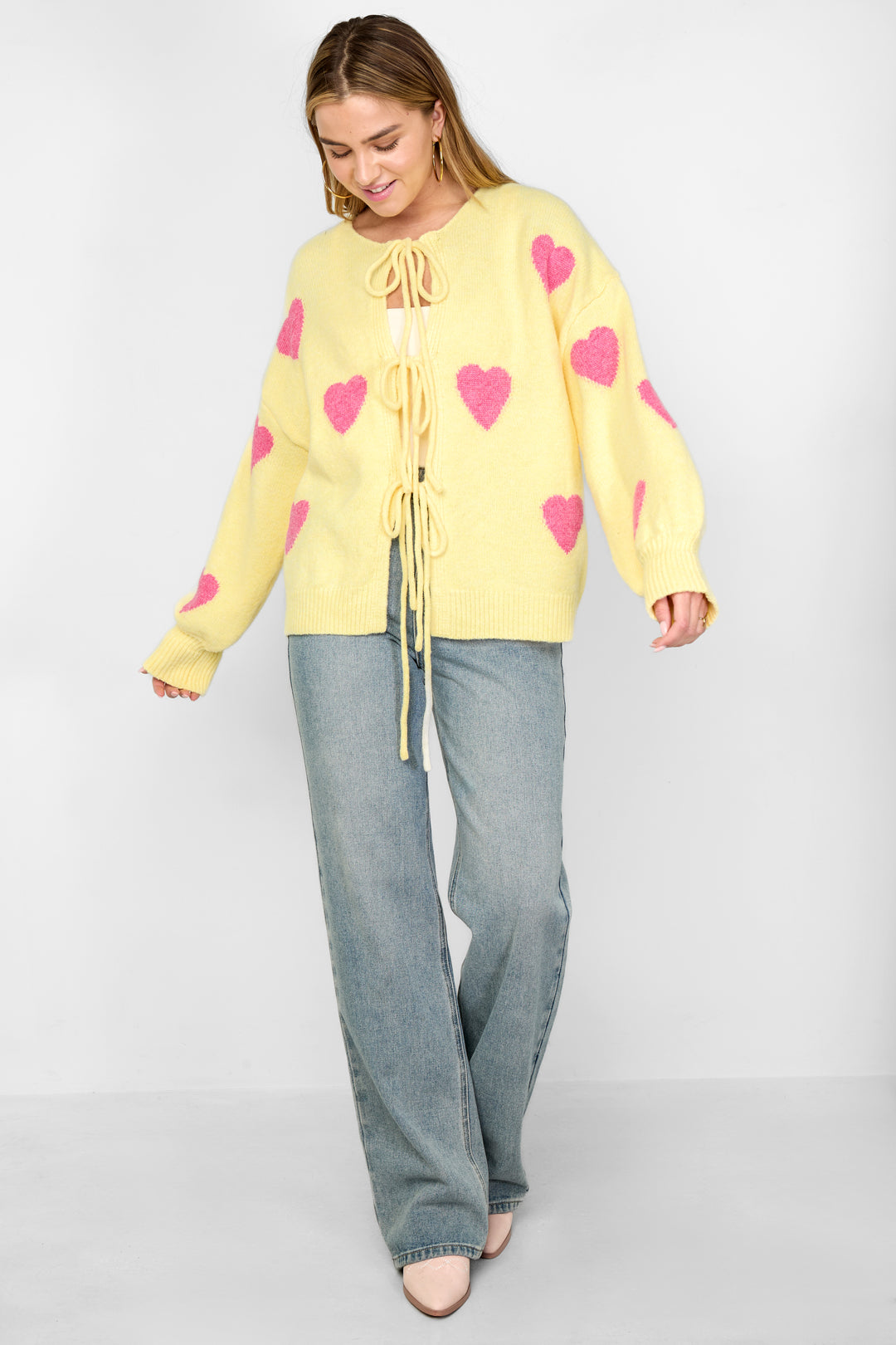 Dames Love Me cardigan van polyester met hart – productfoto 5