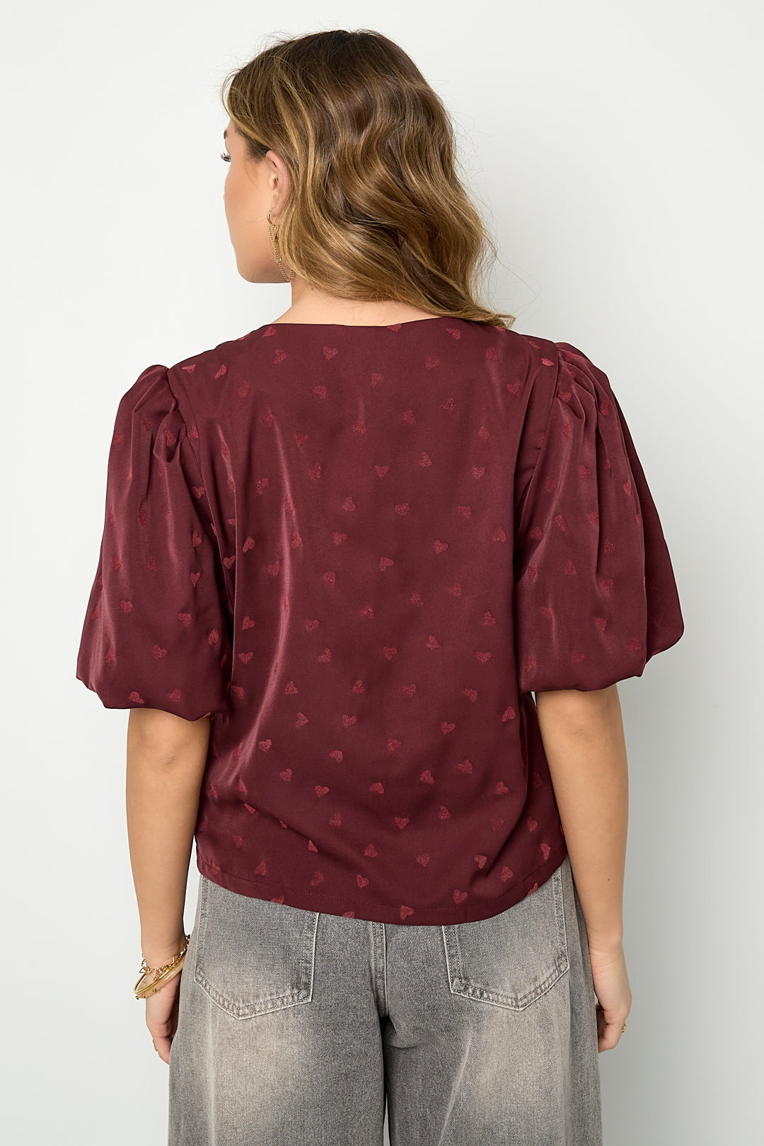 Dames Loveyou top van acetaatvezel met hartmotief – productfoto 4