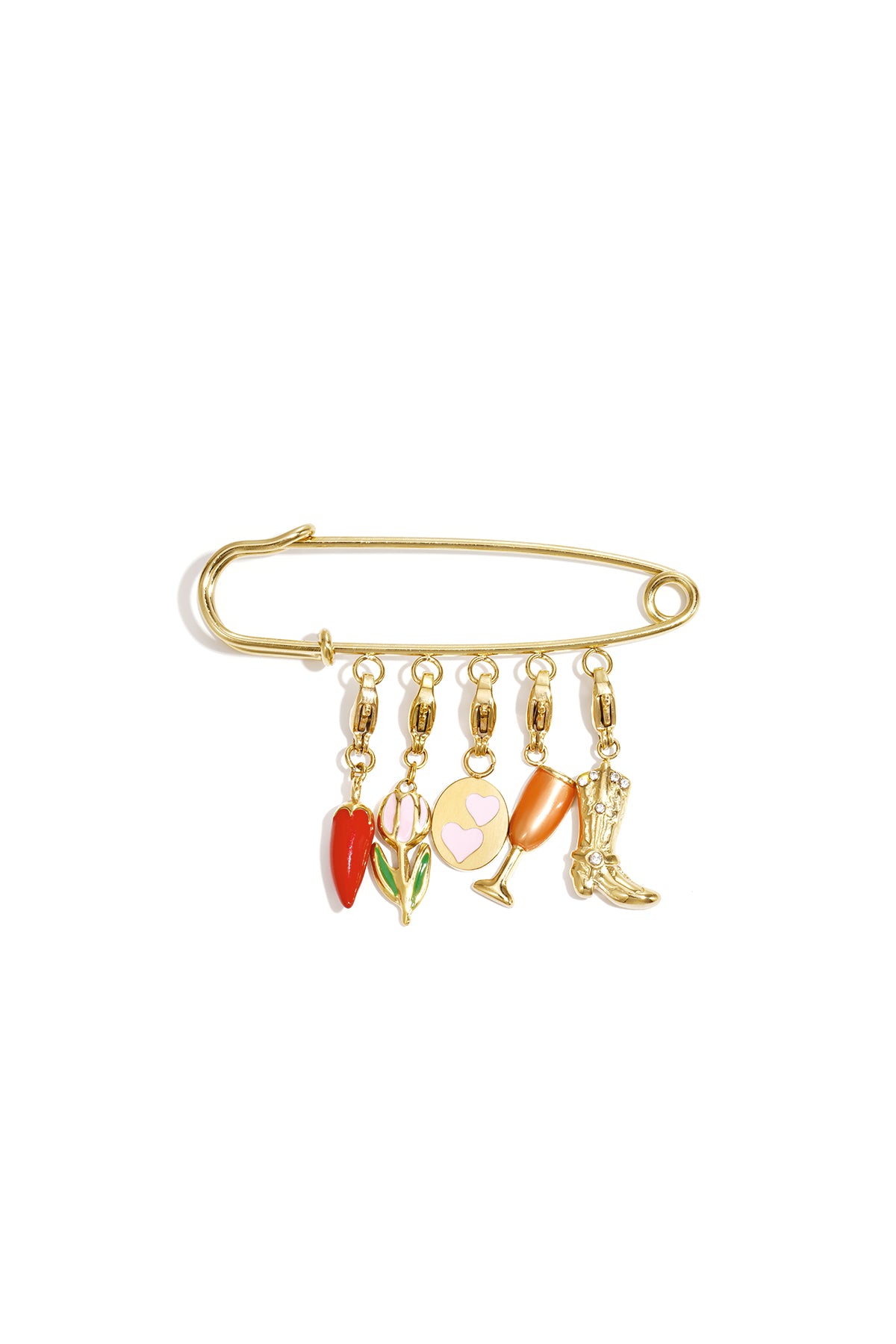 Broche pour femme en acier inoxydable avec motif linéaire – couleur or – photo 3