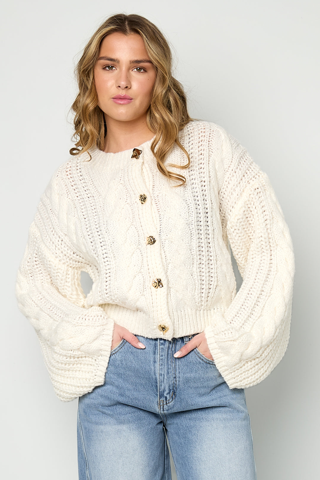 Dames Cable cardigan van polyester in zes kleuren – productfoto 8