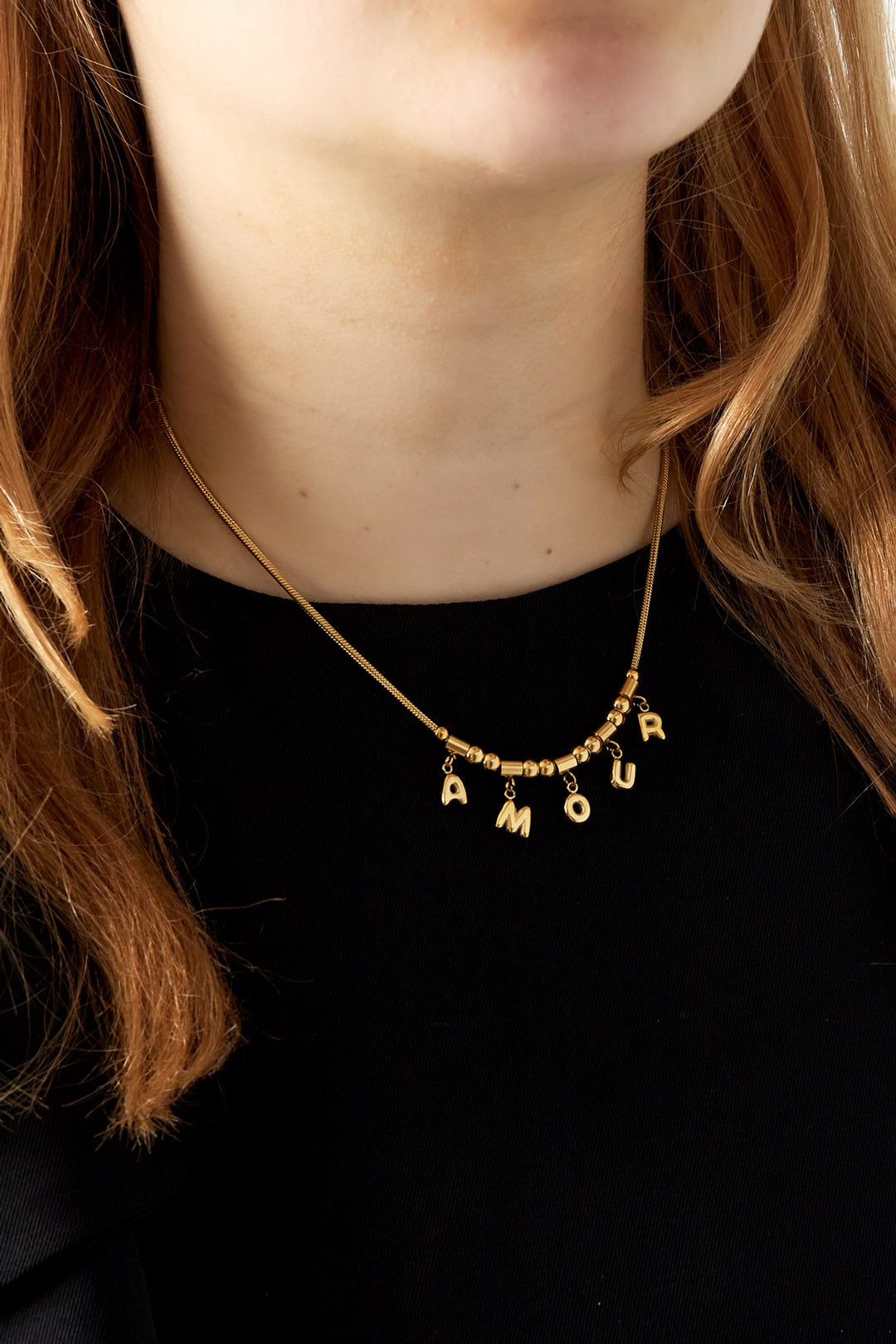 Collier pendentif pour femme en acier inoxydable avec détail lettre – couleur or – photo 2