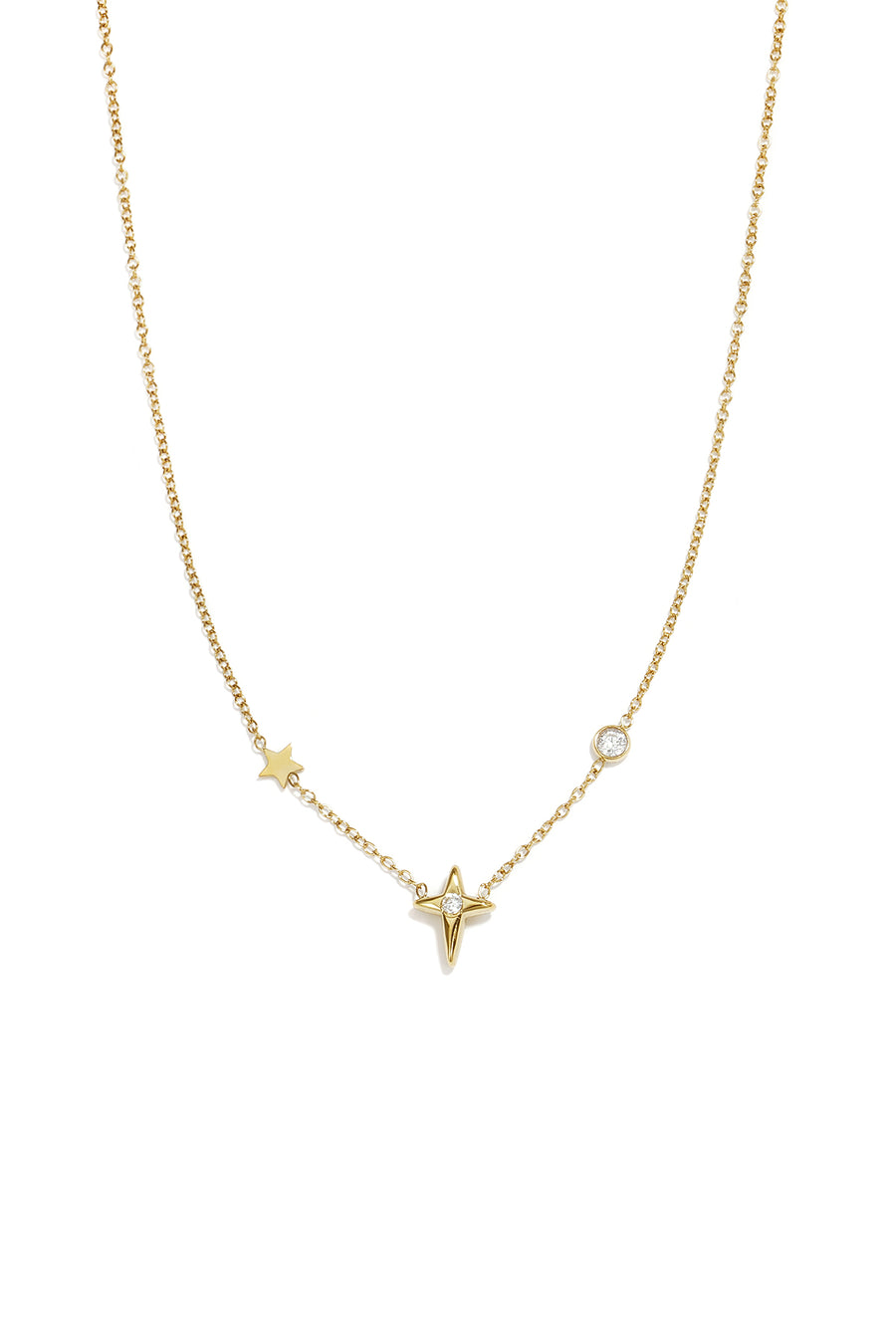 Goudkleurige korte sterrenketting met zirkoon