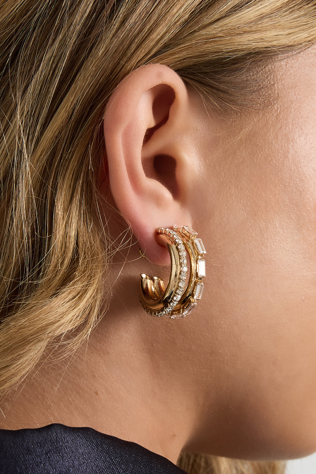 Women's Round Iron Party Earrings – Gold and Silver Tone – image 3