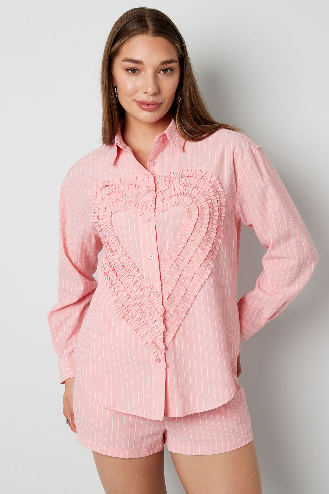 Women's blouse with heart and stripe print – image 2