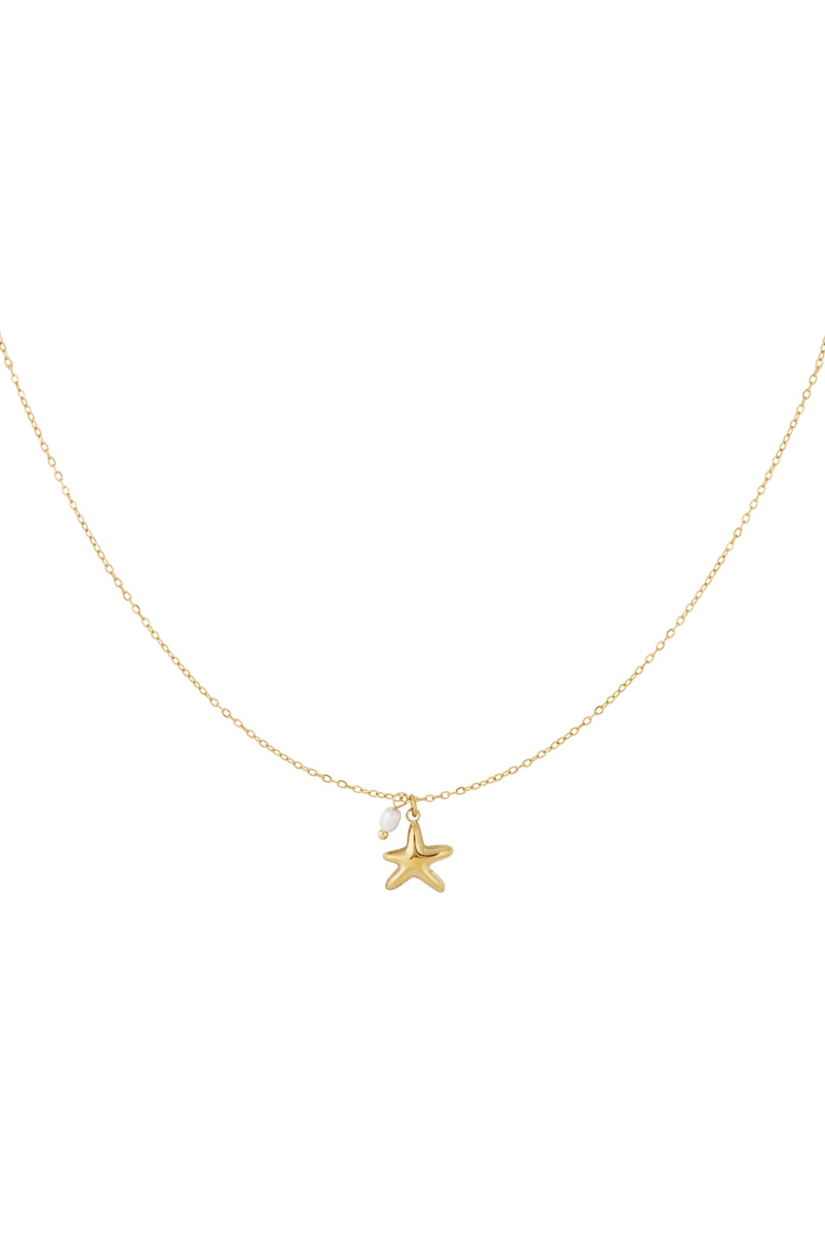 Women's necklace with 304 stainless steel pendant, imitation pearl with ocean details