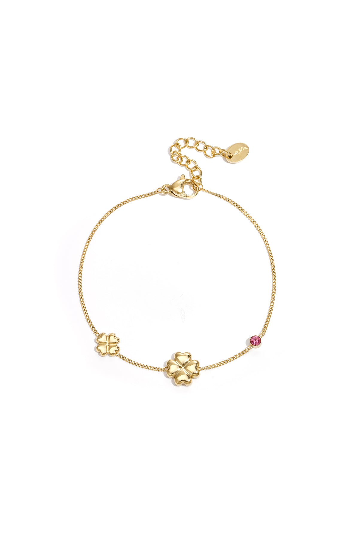 Roze dames klaverarmband met gekleurde stenen