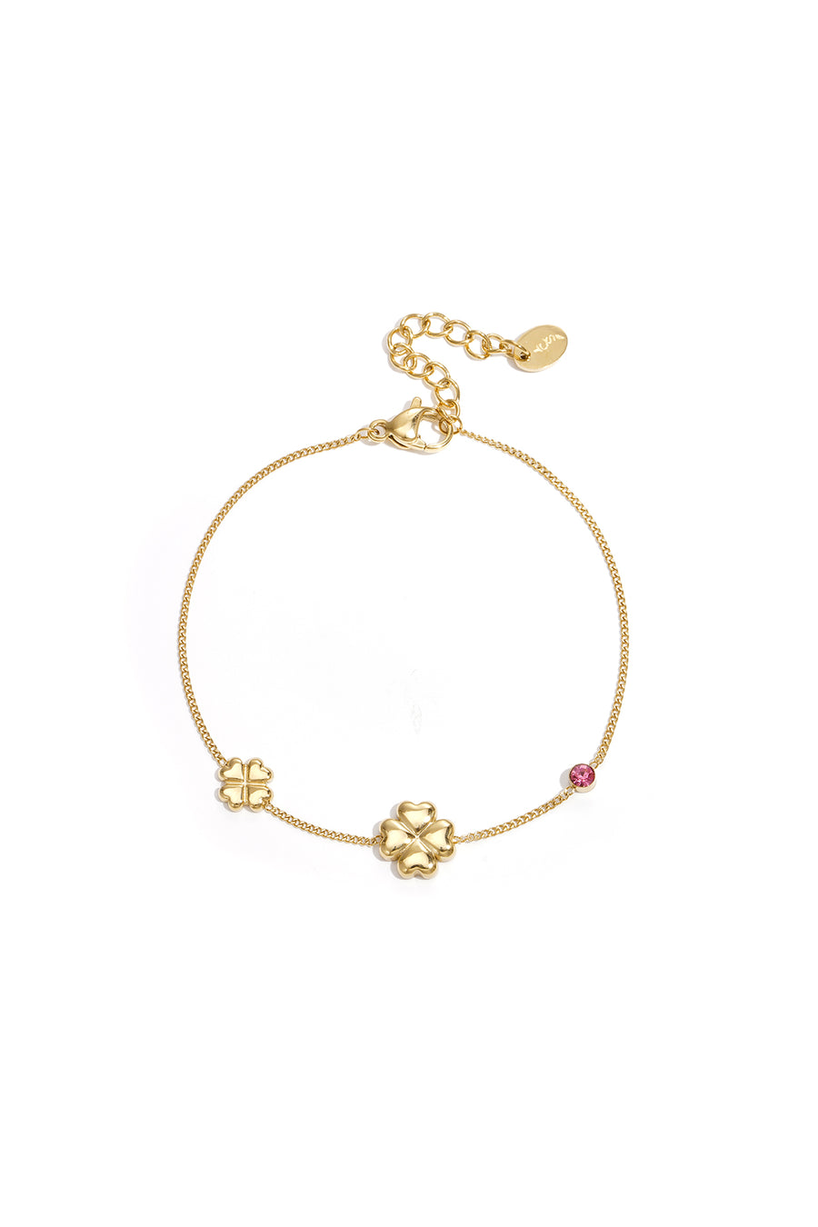 Roze dames klaverarmband met gekleurde stenen