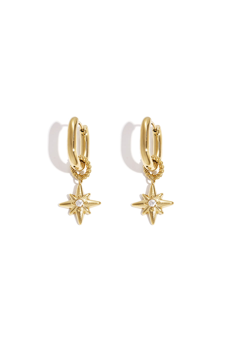 Women's Stainless Steel Drop Earrings with Organic Shape – Gold-colored