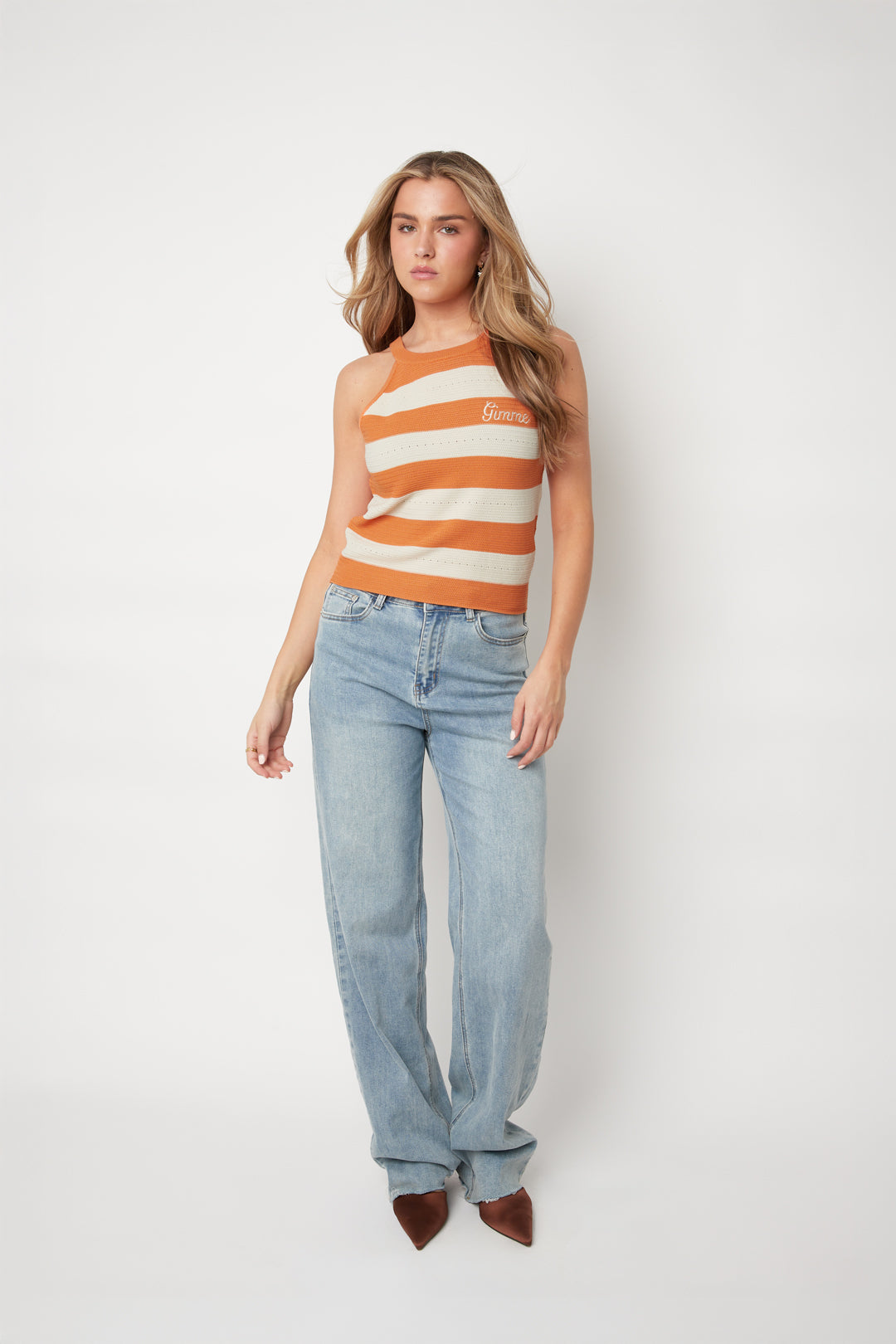 Women's knitted striped gilet – image 3