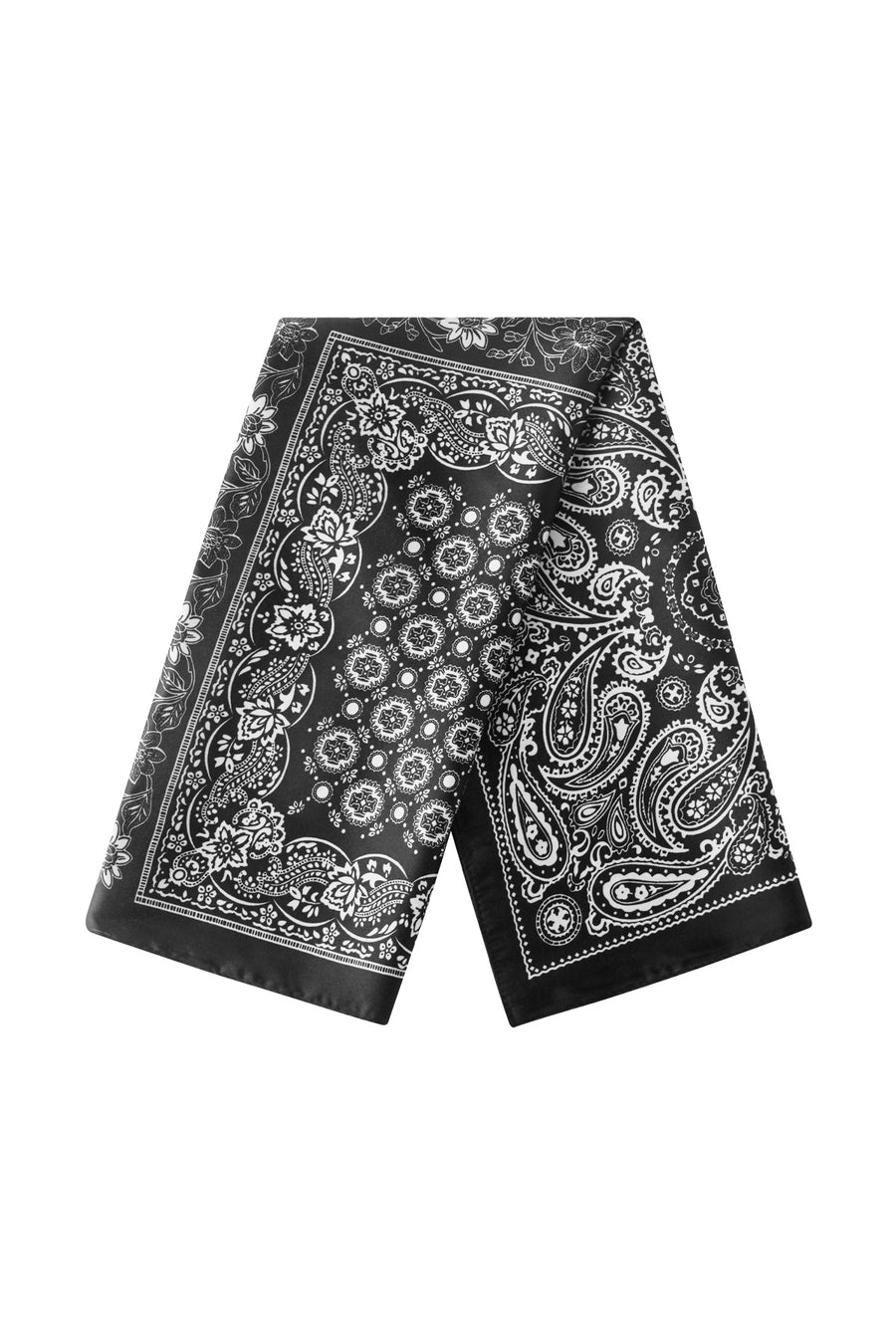 Écharpe d'été 100 % polyester pour femme à motif cachemire – noir