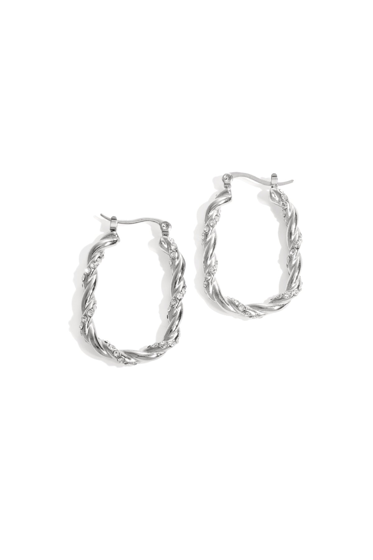 Boucles d'oreilles créoles pour femme en acier inoxydable, rectangulaires – couleur or