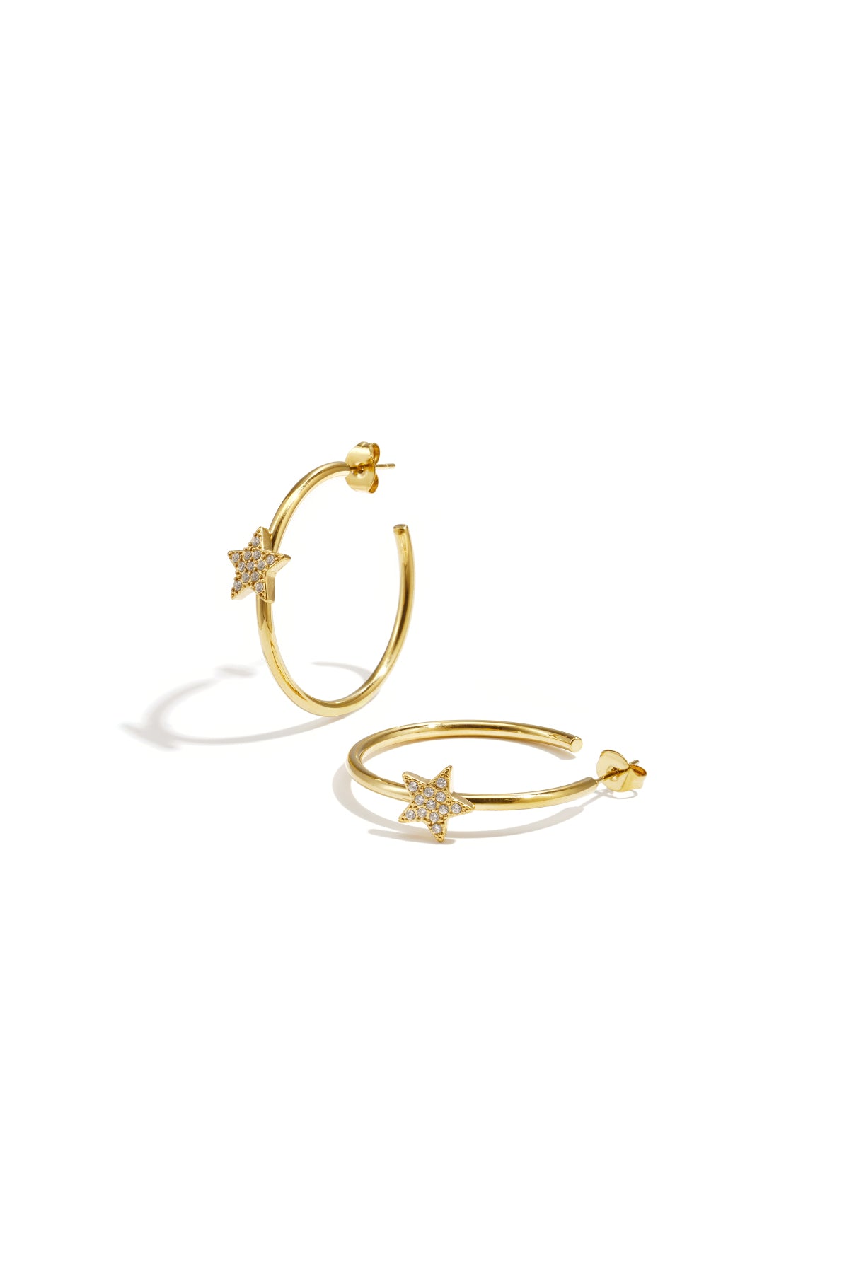 Boucles d'oreilles pour femmes en acier inoxydable avec motif étoile – dorées et argentées